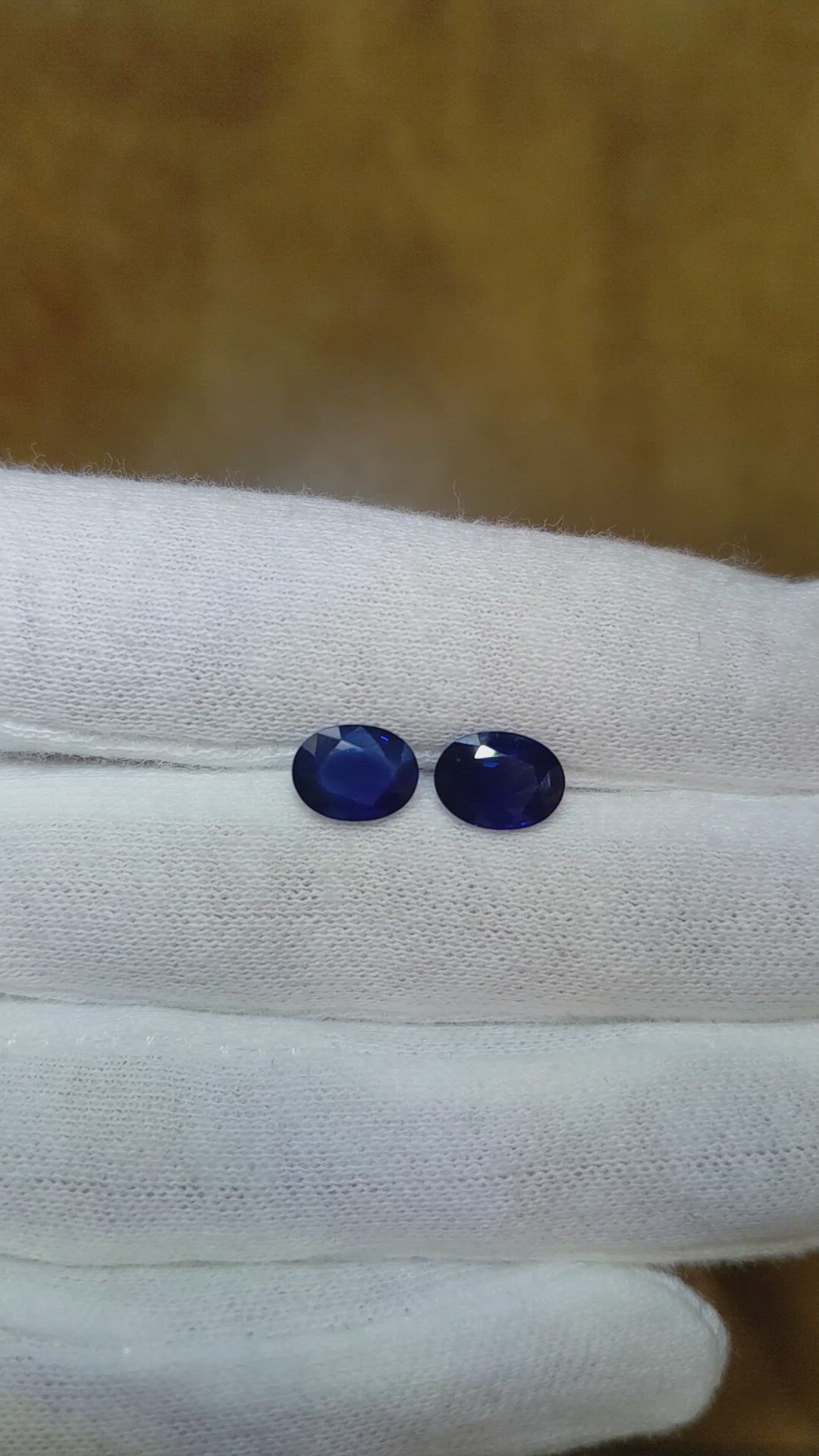 2.69 Ct.Tw.Total Carat Weight Blue Sapphire Pair from Thailand Size Video