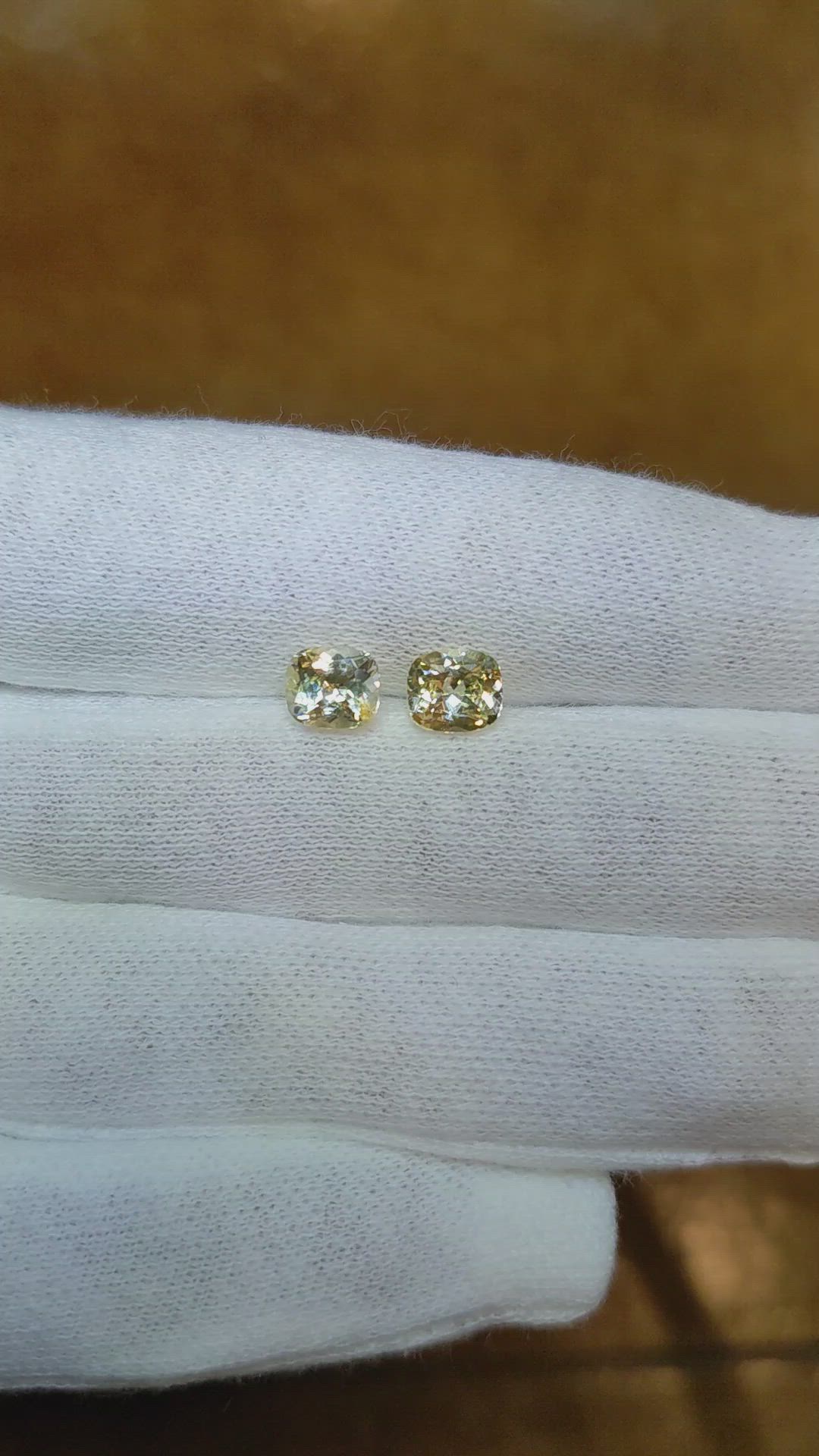 2.26 Ct.Tw.Total Carat Weight Yellow Sapphire Pair from Ceylon (Sri Lanka) Size Video