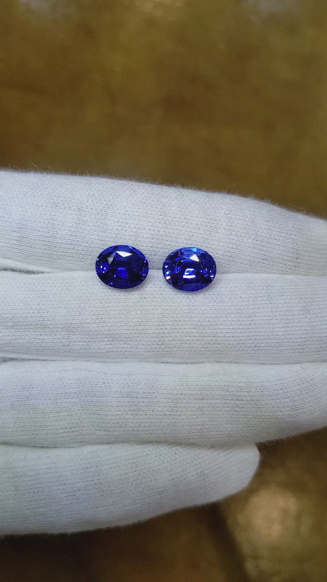 6.80 Ct.Tw.Total Carat Weight Blue Sapphire Pair from Ceylon (Sri Lanka) Size Video