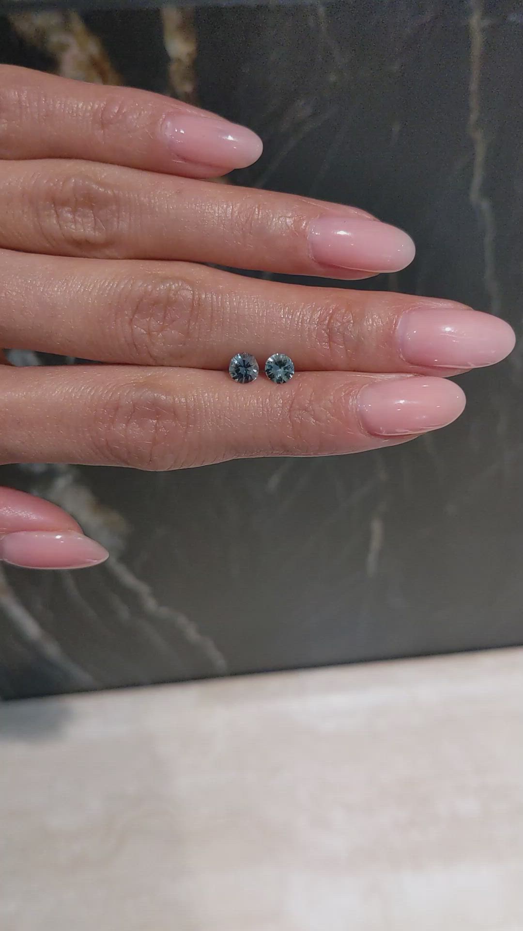 0.96&nbsp;Ct.Tw.Total Carat Weight Greenish Blue Sapphire Pair from Madagascar Size Video