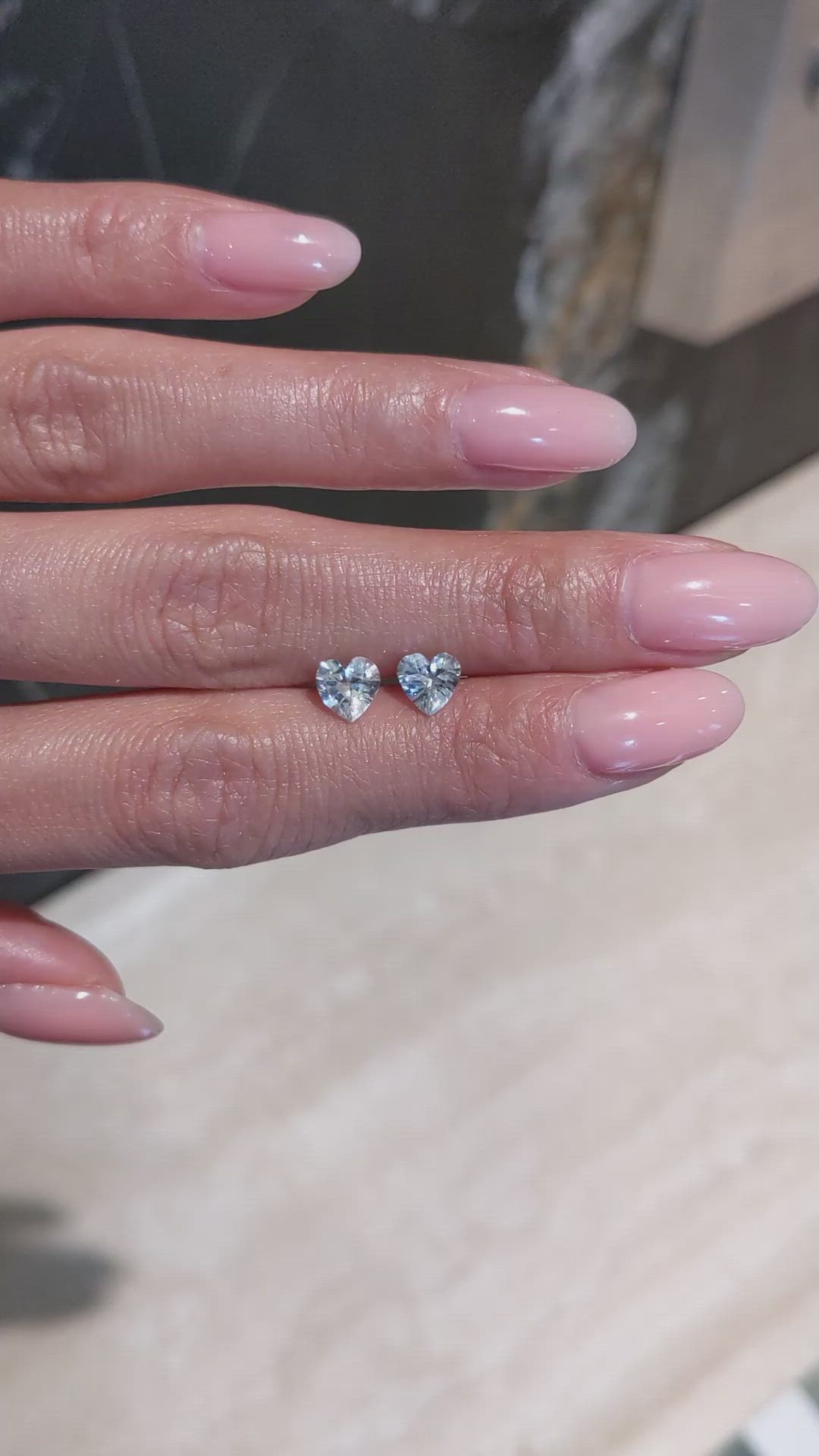 1.70&nbsp;Ct.Tw.Total Carat Weight White Sapphire Pair from Ceylon (Sri Lanka) Size Video