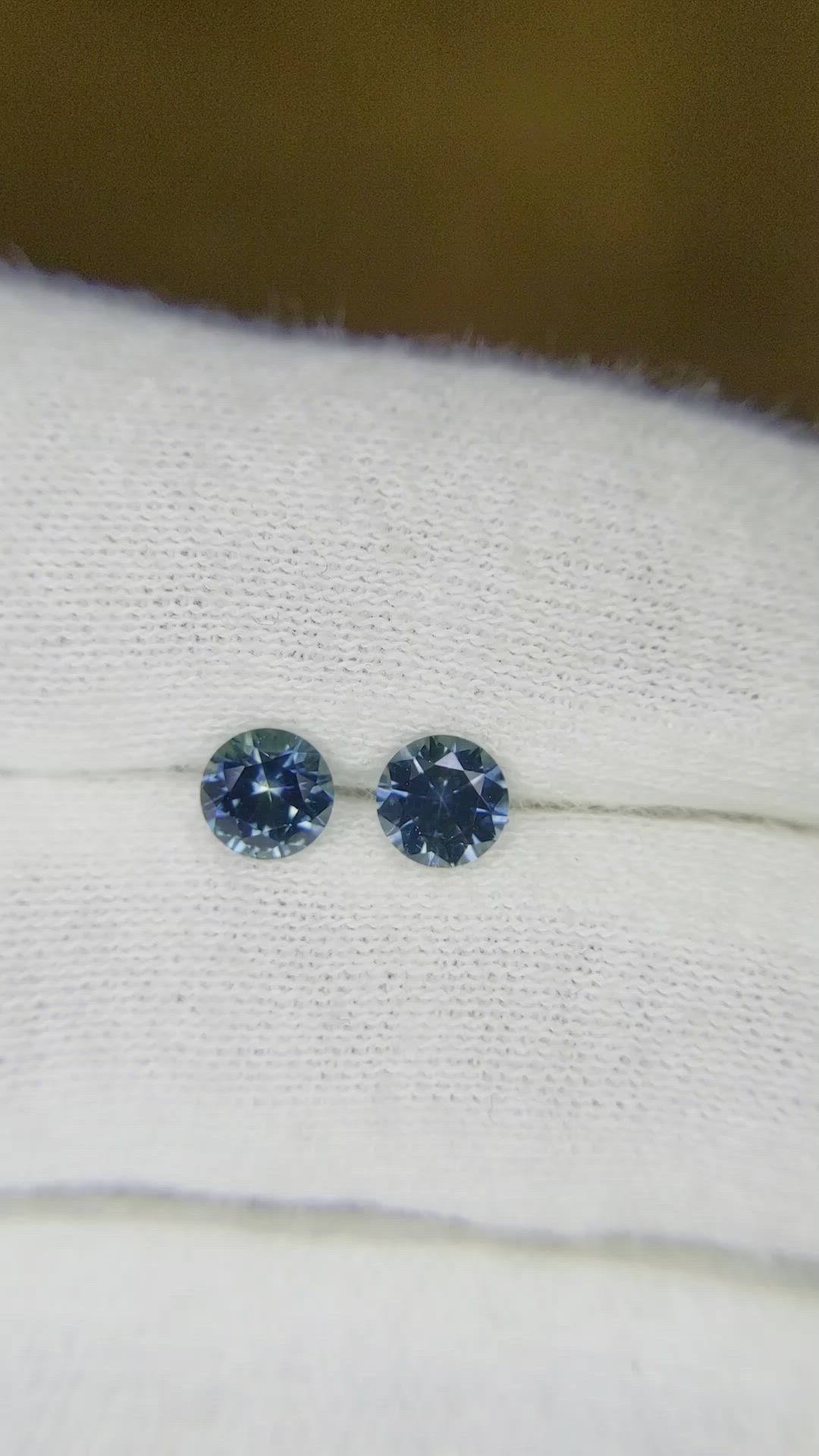1.04 Ct.Tw.Total Carat Weight Greenish Blue Sapphire Pair from Montana Size Video