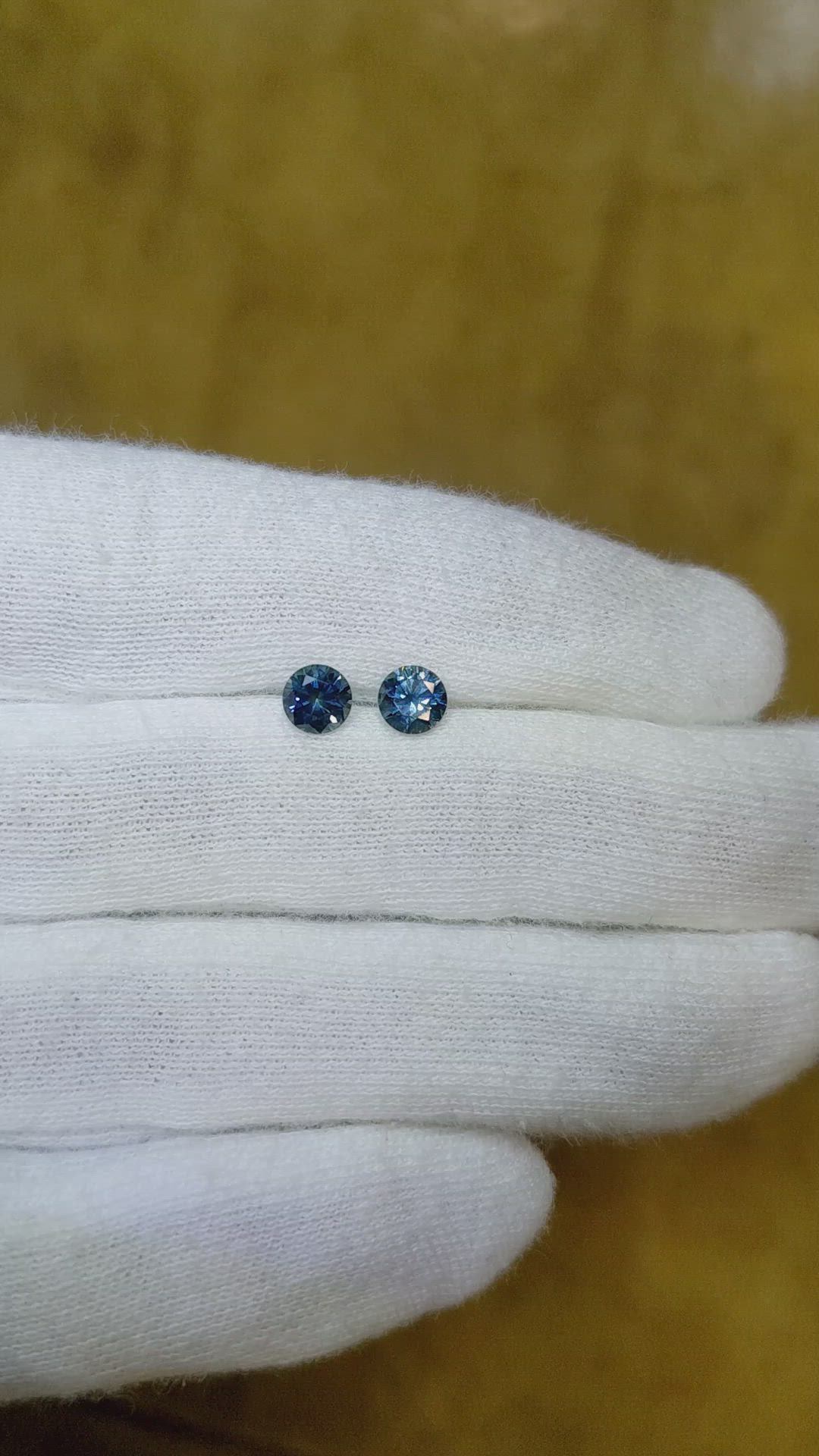 1.04 Ct.Tw.Total Carat Weight Greenish Blue Sapphire Pair from Montana Size Video