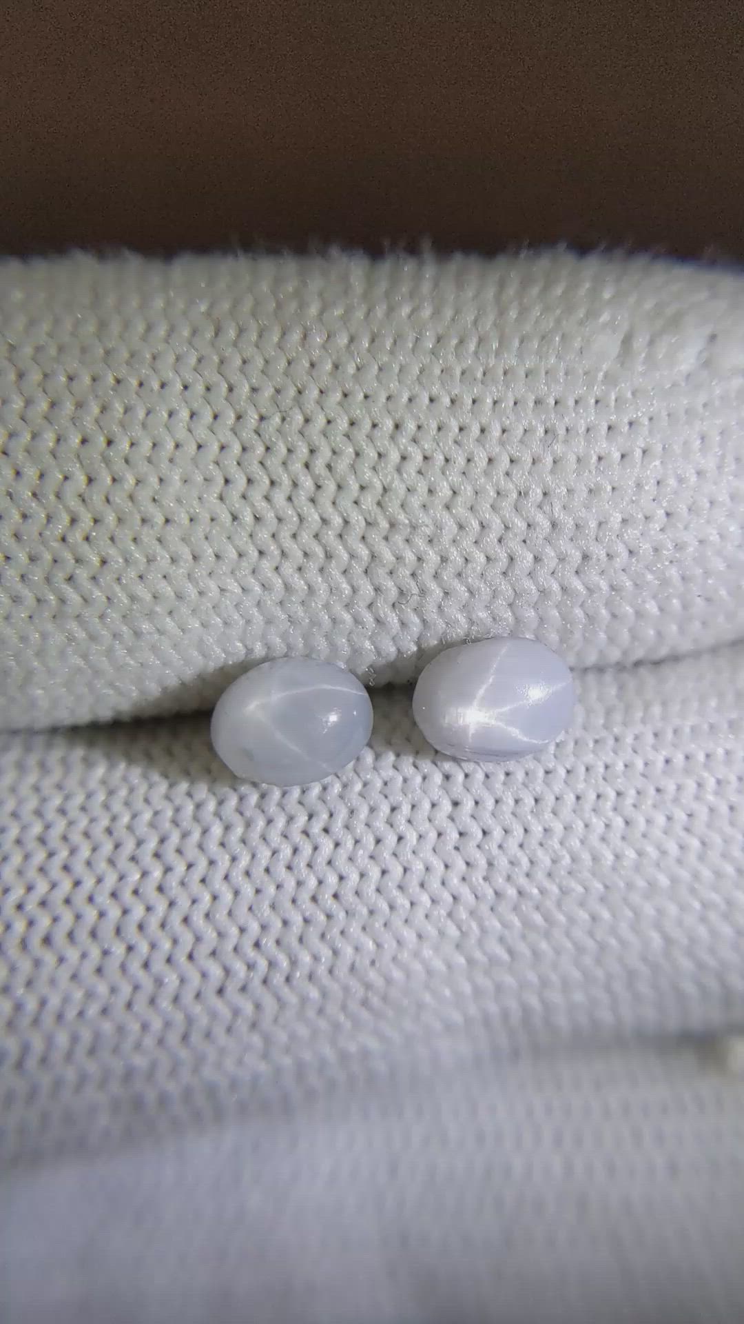 2.86 Ct.Tw.Total Carat Weight White Star Sapphire Pair from Ceylon (Sri Lanka) Size Video