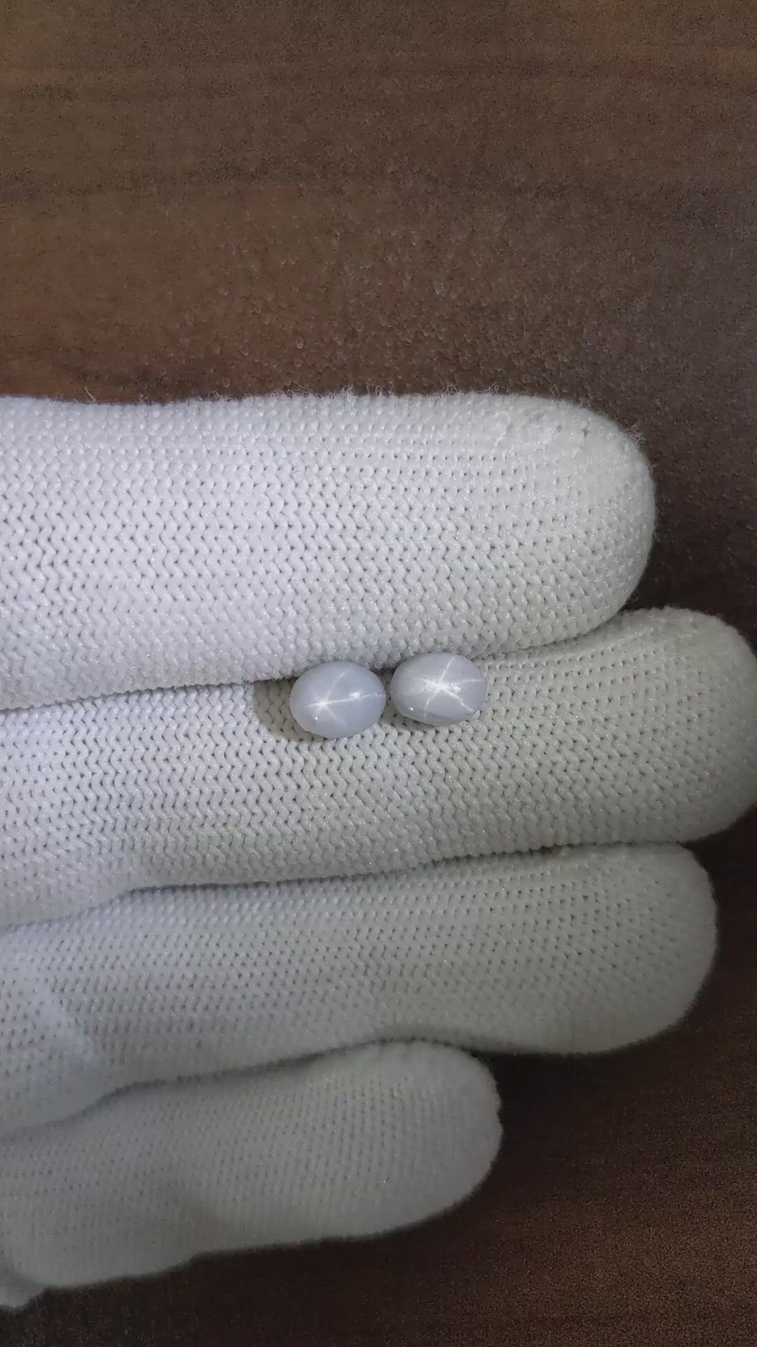 2.86 Ct.Tw.Total Carat Weight White Star Sapphire Pair from Ceylon (Sri Lanka) Size Video