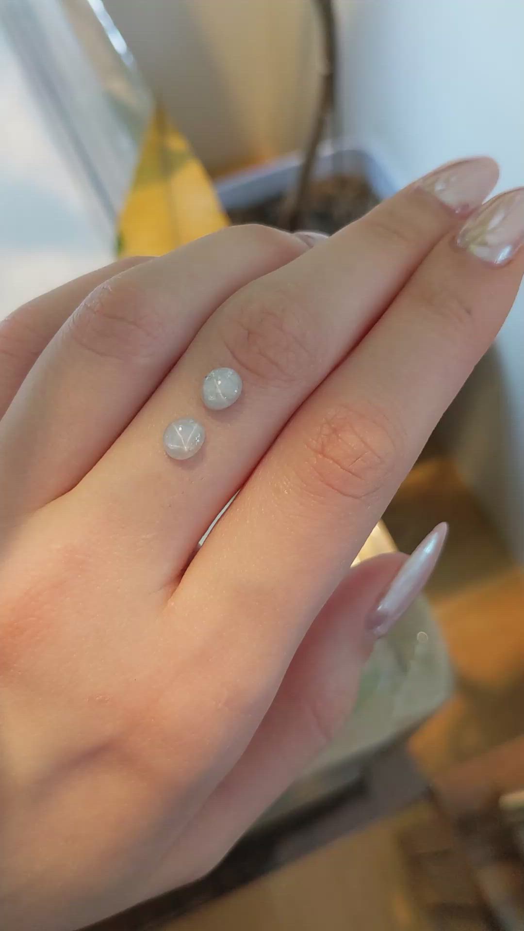 2.56&nbsp;Ct.Tw.Total Carat Weight Grey Star Sapphire Pair from Ceylon (Sri Lanka) Size Video