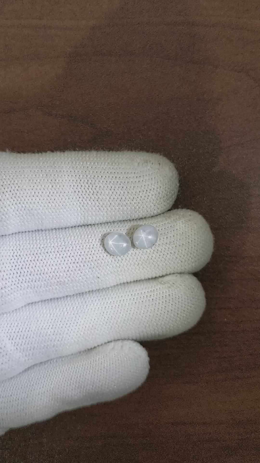 2.56&nbsp;Ct.Tw.Total Carat Weight Grey Star Sapphire Pair from Ceylon (Sri Lanka) Size Video