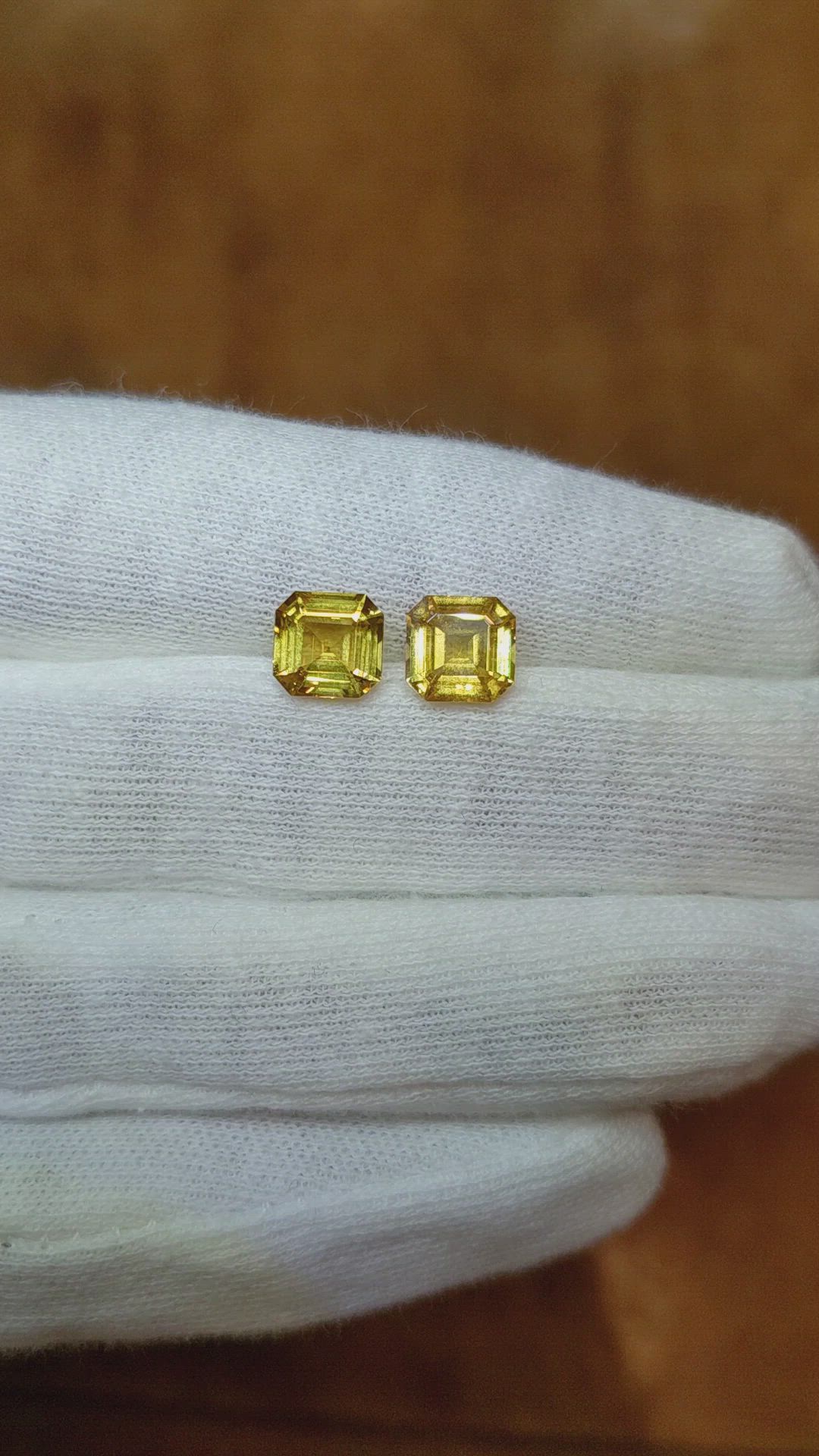 3.59 Ct.Tw.Total Carat Weight Yellow Sapphire Pair from Ceylon (Sri Lanka) Size Video