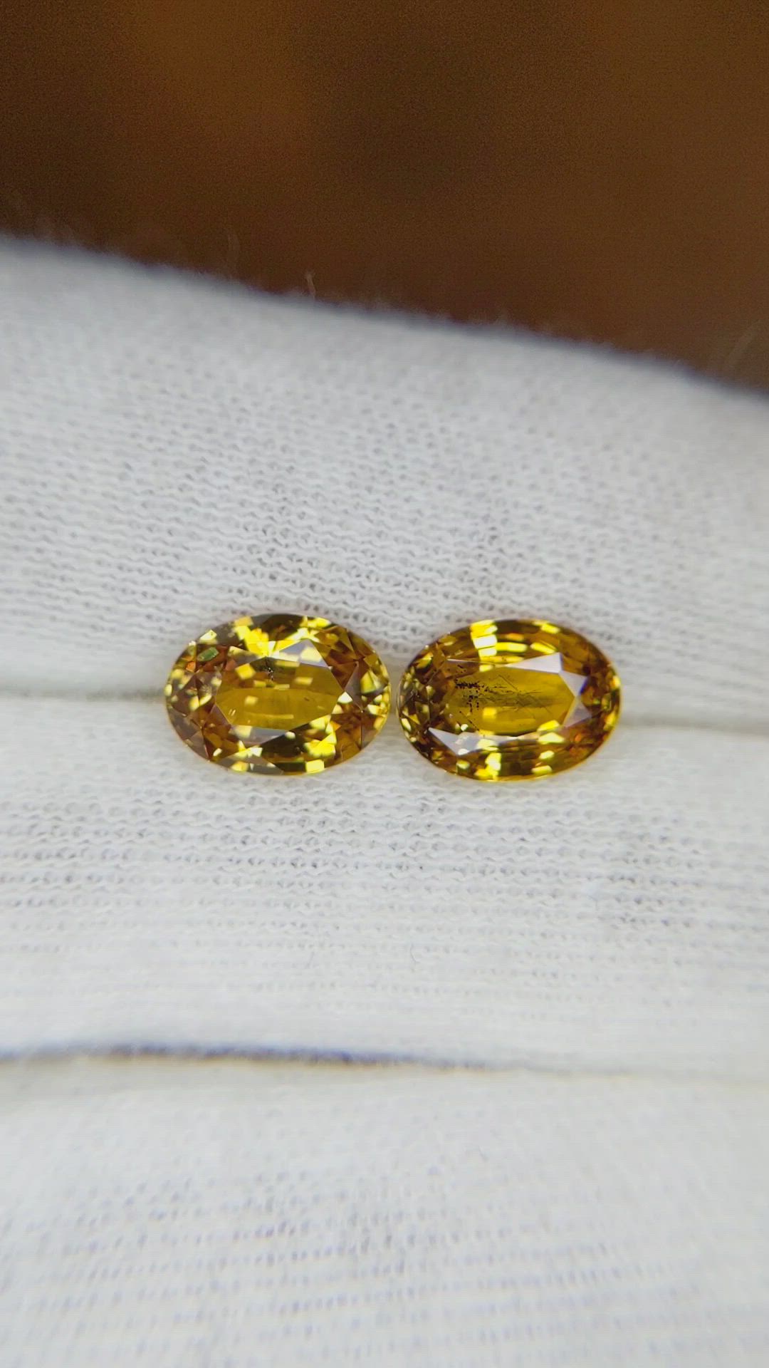 4.25 Ct.Tw.Total Carat Weight Yellow Sapphire Pair from Ceylon (Sri Lanka) Size Video