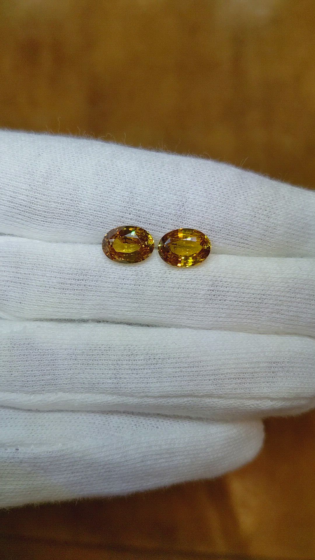 4.25 Ct.Tw.Total Carat Weight Yellow Sapphire Pair from Ceylon (Sri Lanka) Size Video
