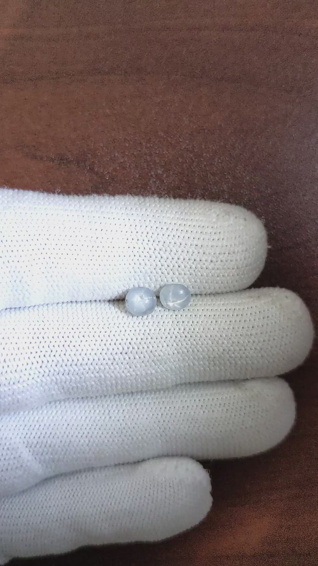 1.86 Ct.Tw.Total Carat Weight Grey Star Sapphire Pair from Ceylon (Sri Lanka) Size Video