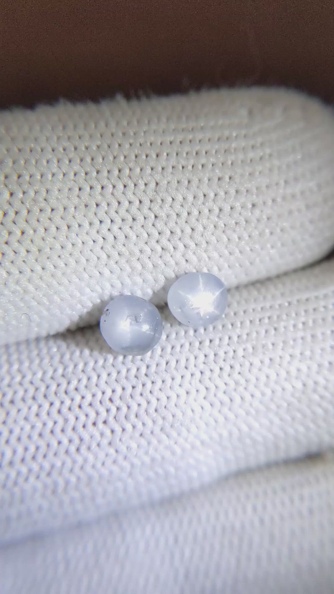 1.86 Ct.Tw.Total Carat Weight Grey Star Sapphire Pair from Ceylon (Sri Lanka) Size Video