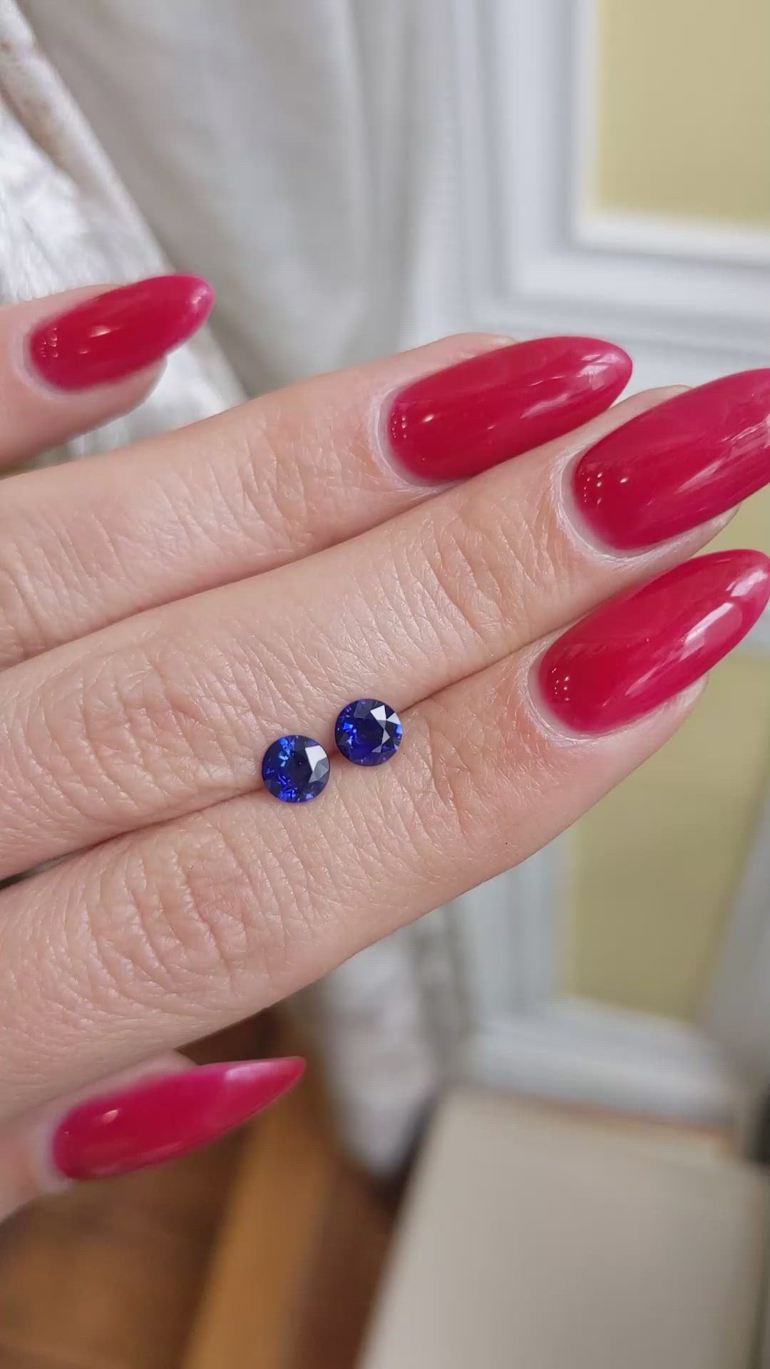 1.25 Ct.Tw.Total Carat Weight Blue Sapphire Pair from Ceylon (Sri Lanka) Size Video