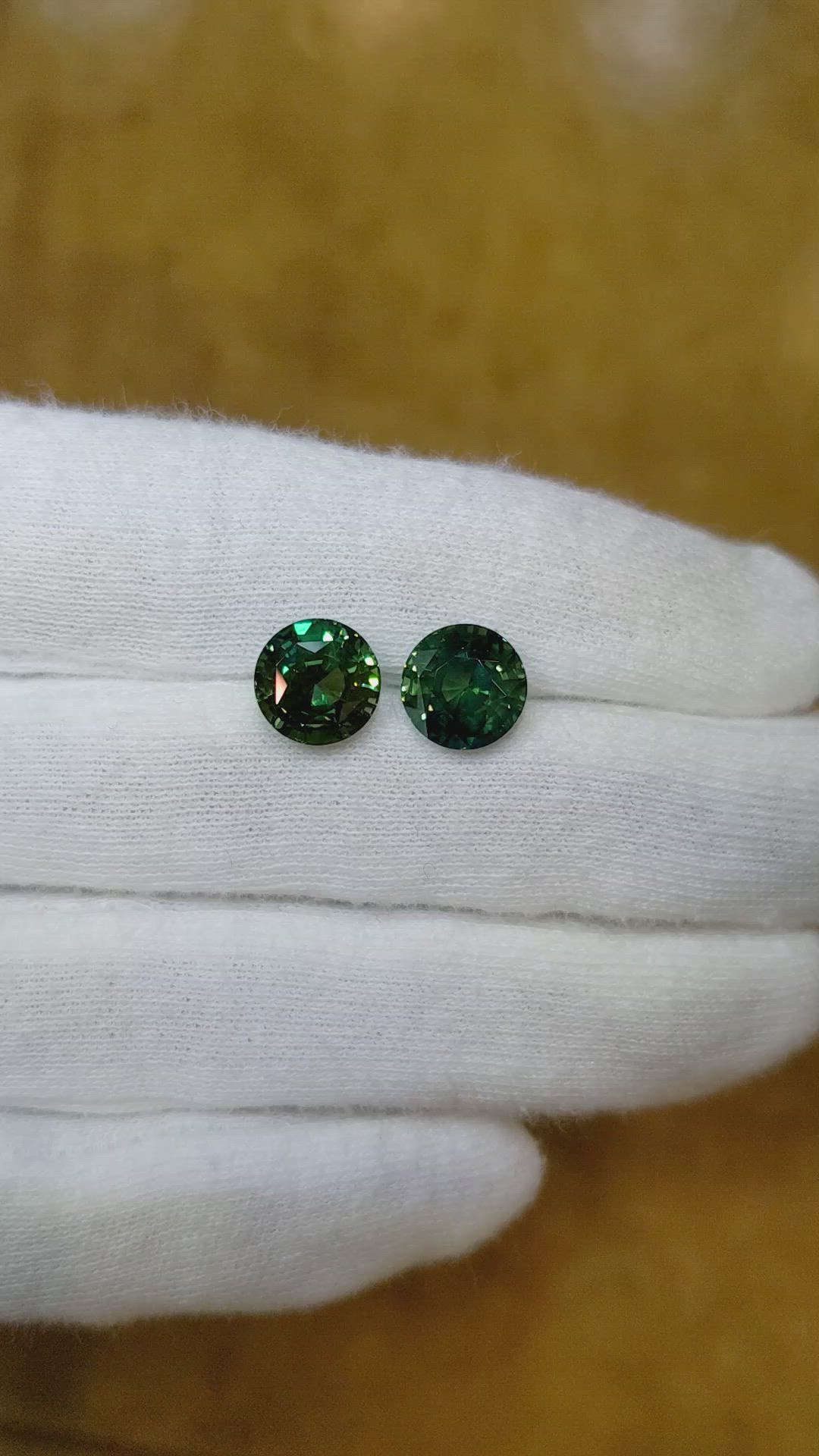7.21 Ct.Tw.Total Carat Weight Bluish Green Sapphire Pair from Ceylon (Sri Lanka) Size Video