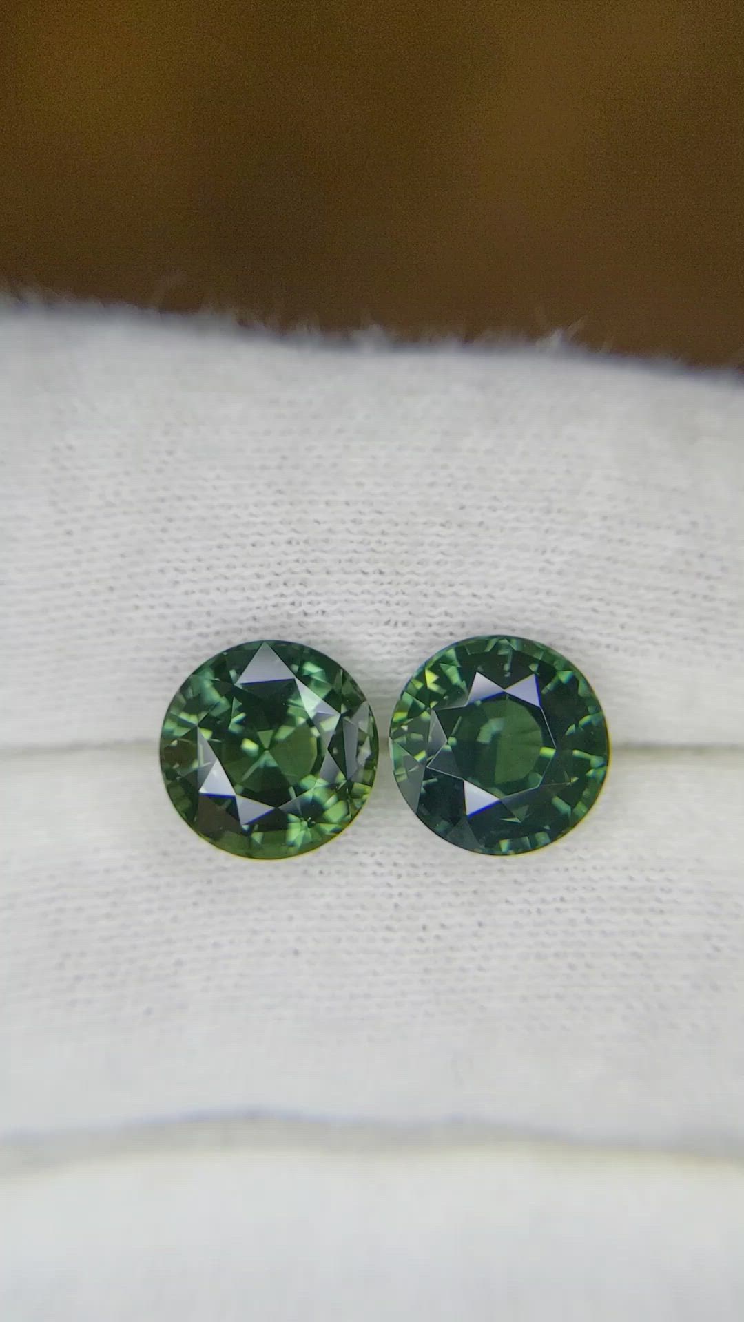 7.21 Ct.Tw.Total Carat Weight Bluish Green Sapphire Pair from Ceylon (Sri Lanka) Size Video