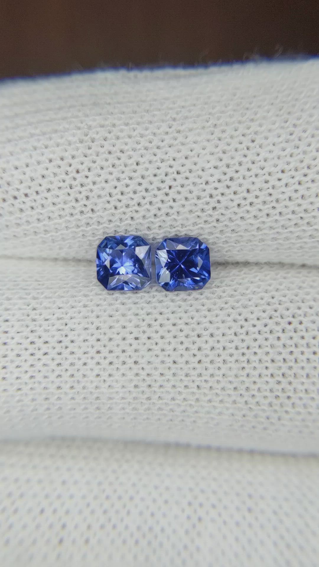1.24 Ct.Tw.Total Carat Weight Blue Sapphire Pair from Thailand Size Video