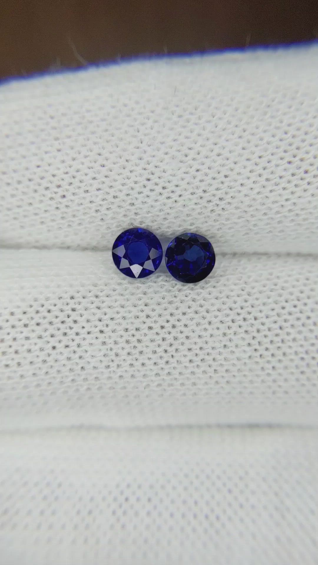 1.16 Ct.Tw.Total Carat Weight Blue Sapphire Pair from Thailand Size Video