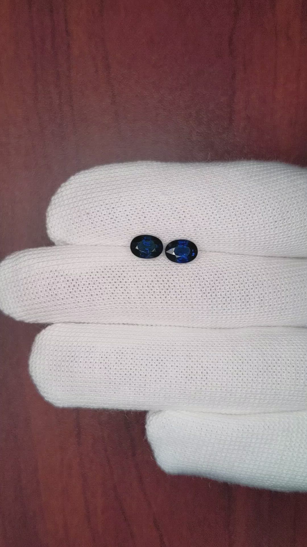 2.14 Ct.Tw.Total Carat Weight Blue Sapphire Pair from Thailand Size Video