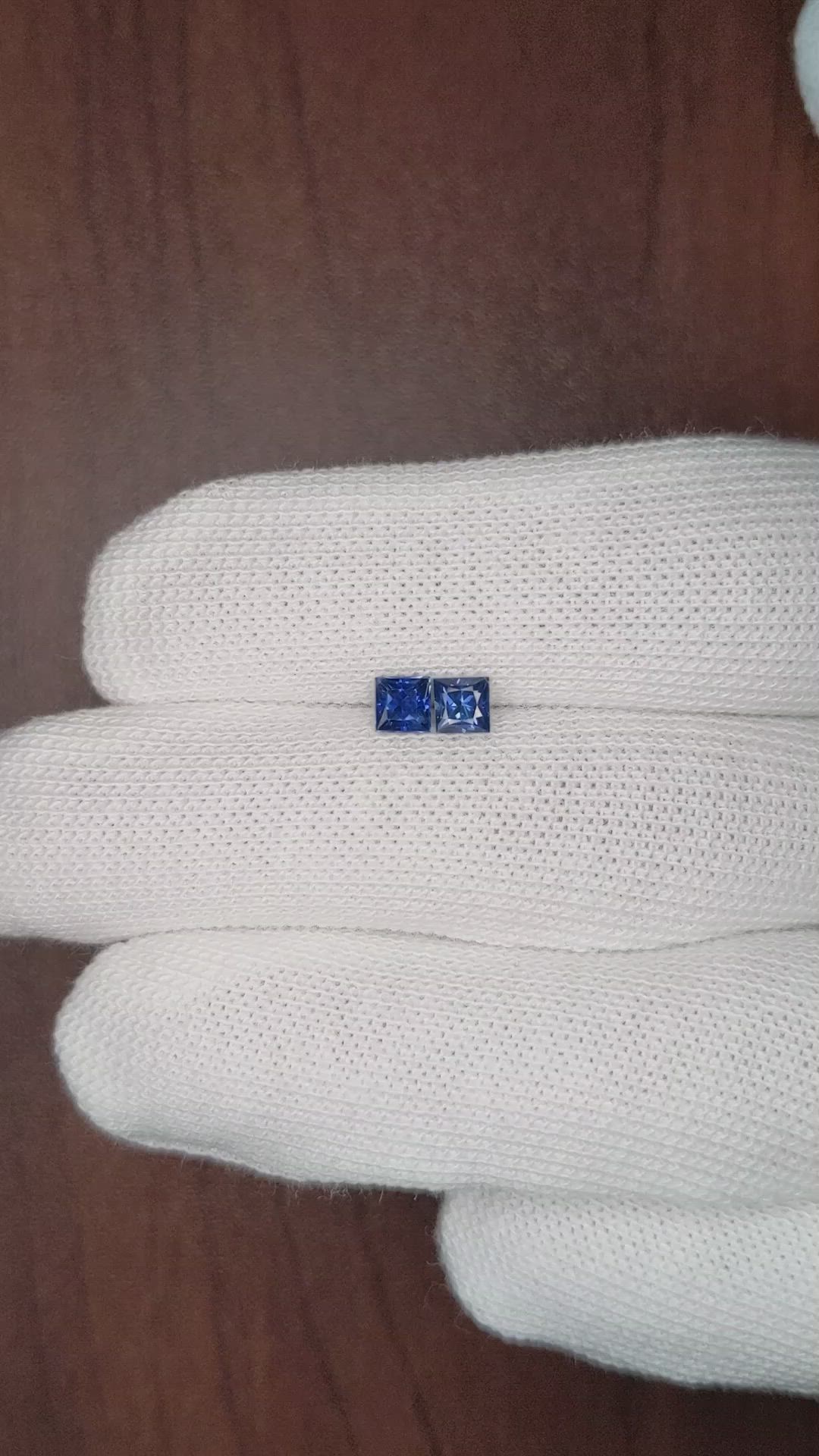0.82 Ct.Tw.Total Carat Weight Blue Sapphire Pair from Thailand Size Video
