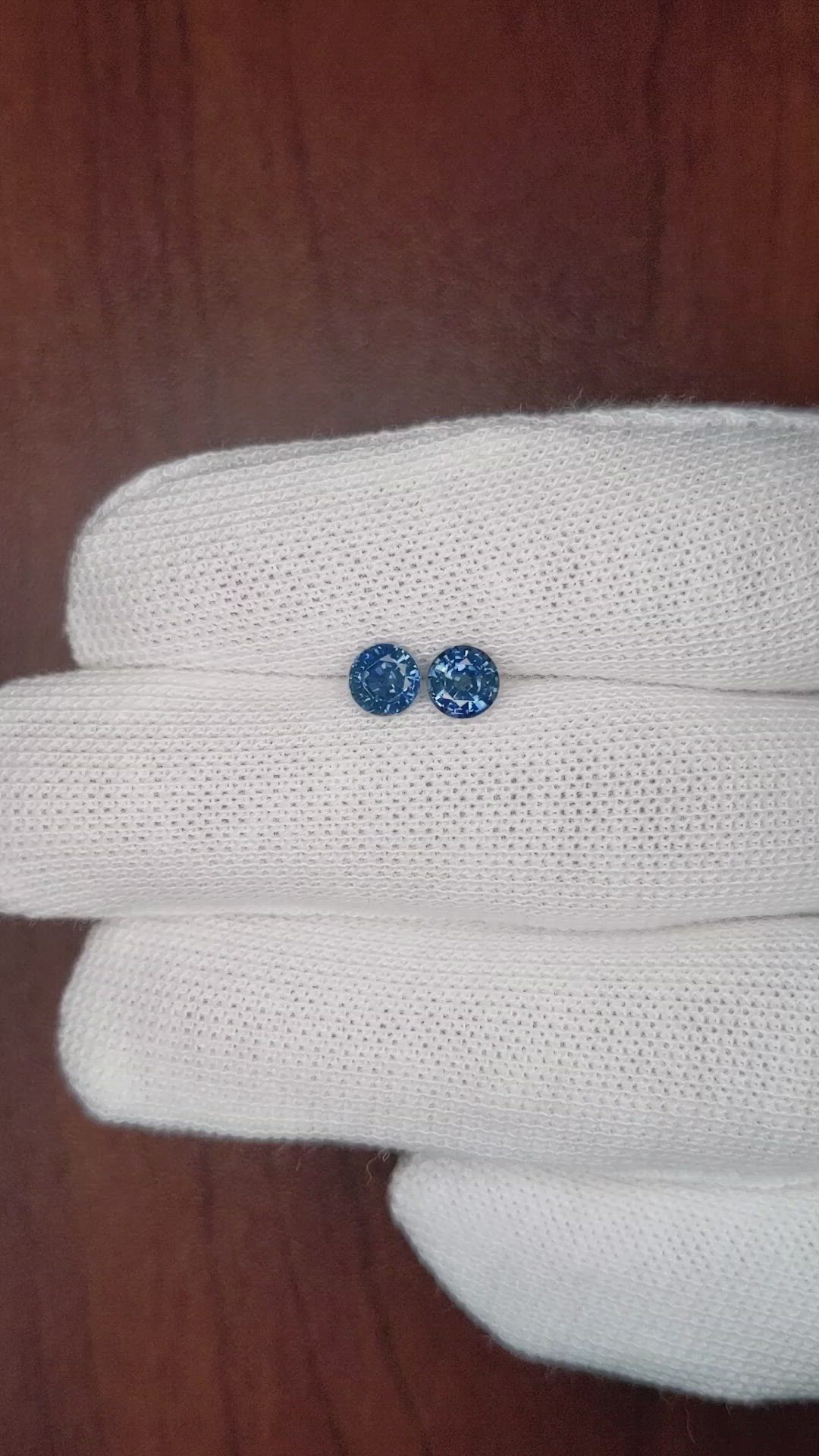 1.25 Ct.Tw.Total Carat Weight Blue Sapphire Pair from Thailand Size Video