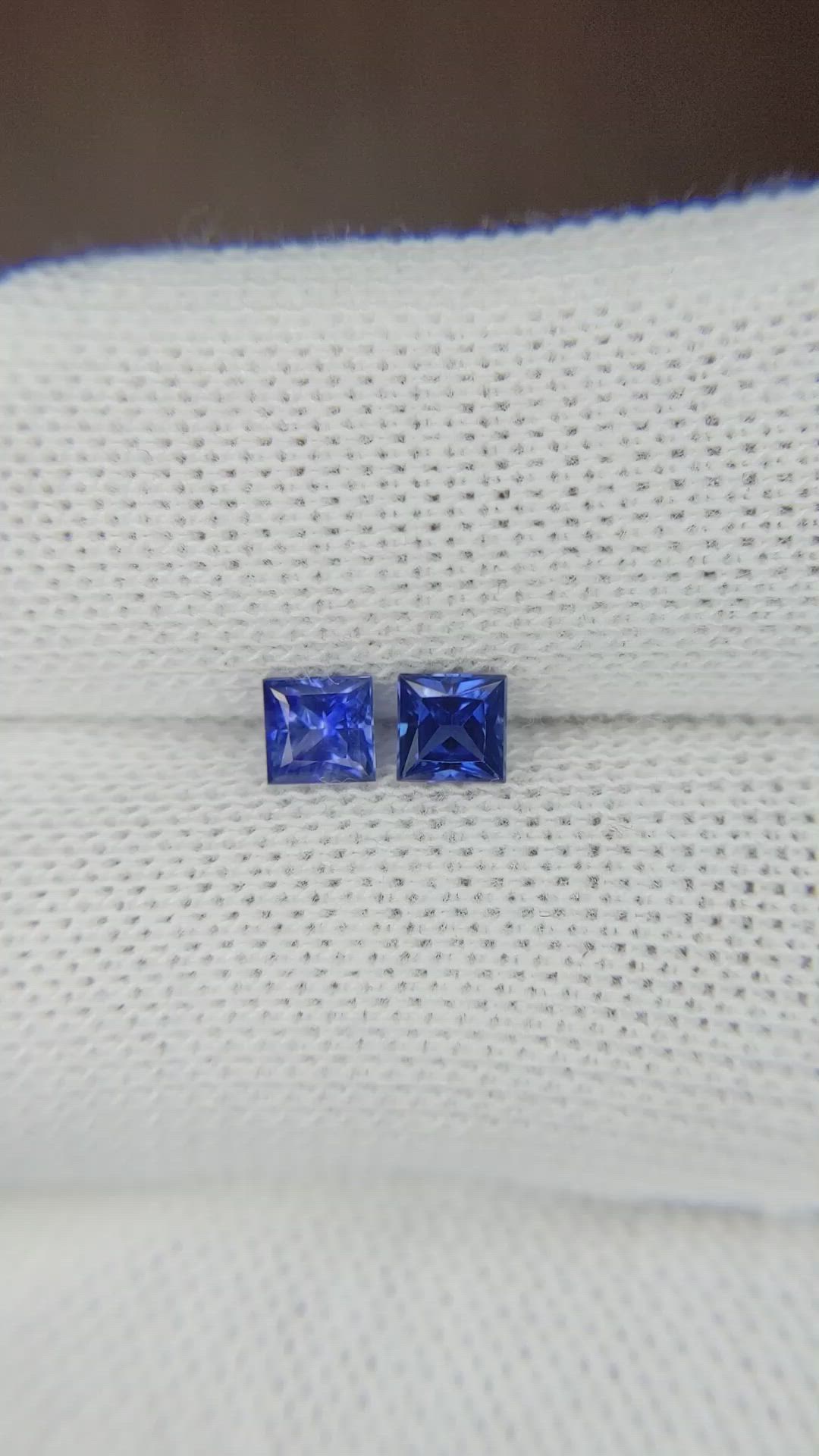 0.79&nbsp;Ct.Tw.Total Carat Weight Blue Sapphire Pair from Ceylon (Sri Lanka) Size Video