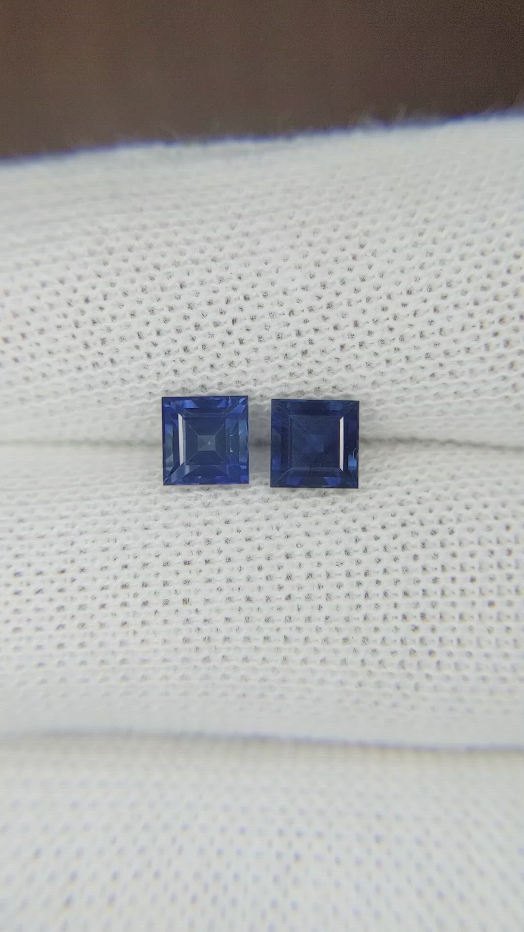 1.79 Ct.Tw.Total Carat Weight Blue Sapphire Pair from Thailand Size Video