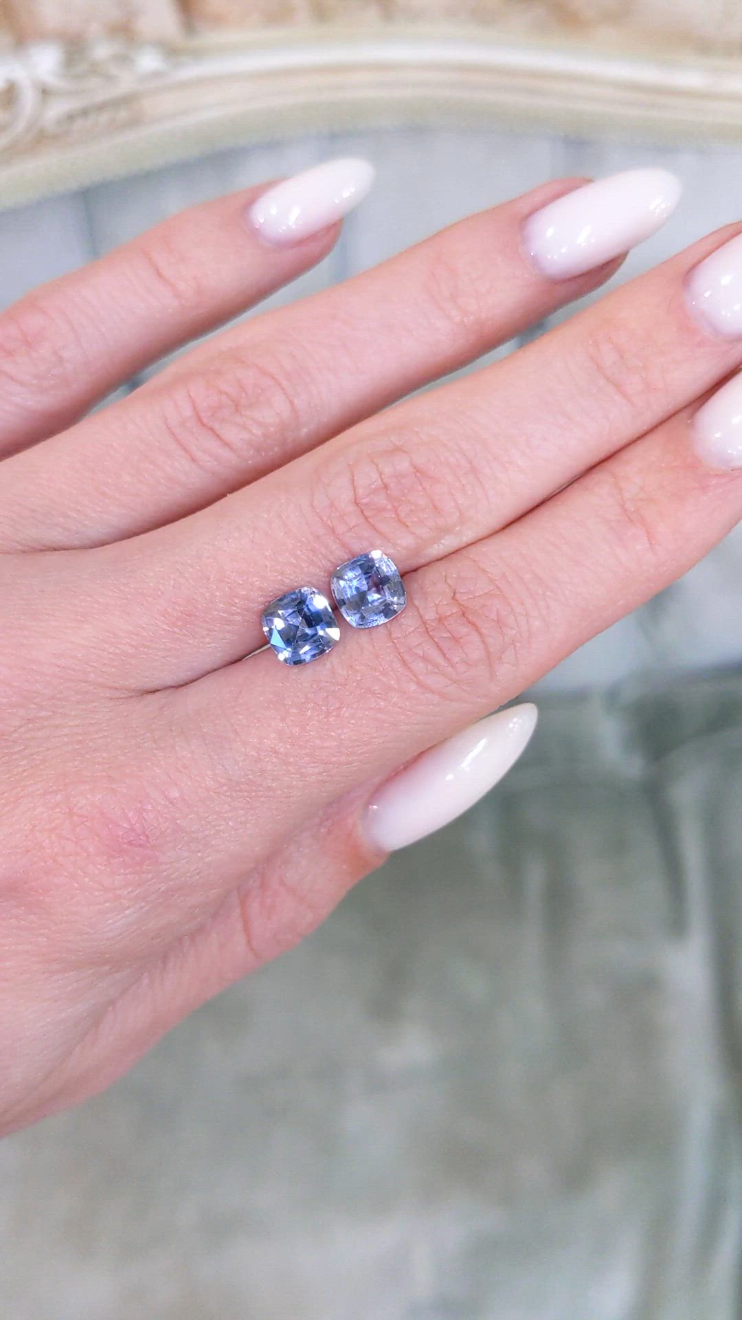 2.95 Ct.Tw.Total Carat Weight Blue Sapphire Pair from Ceylon (Sri Lanka) Size Video