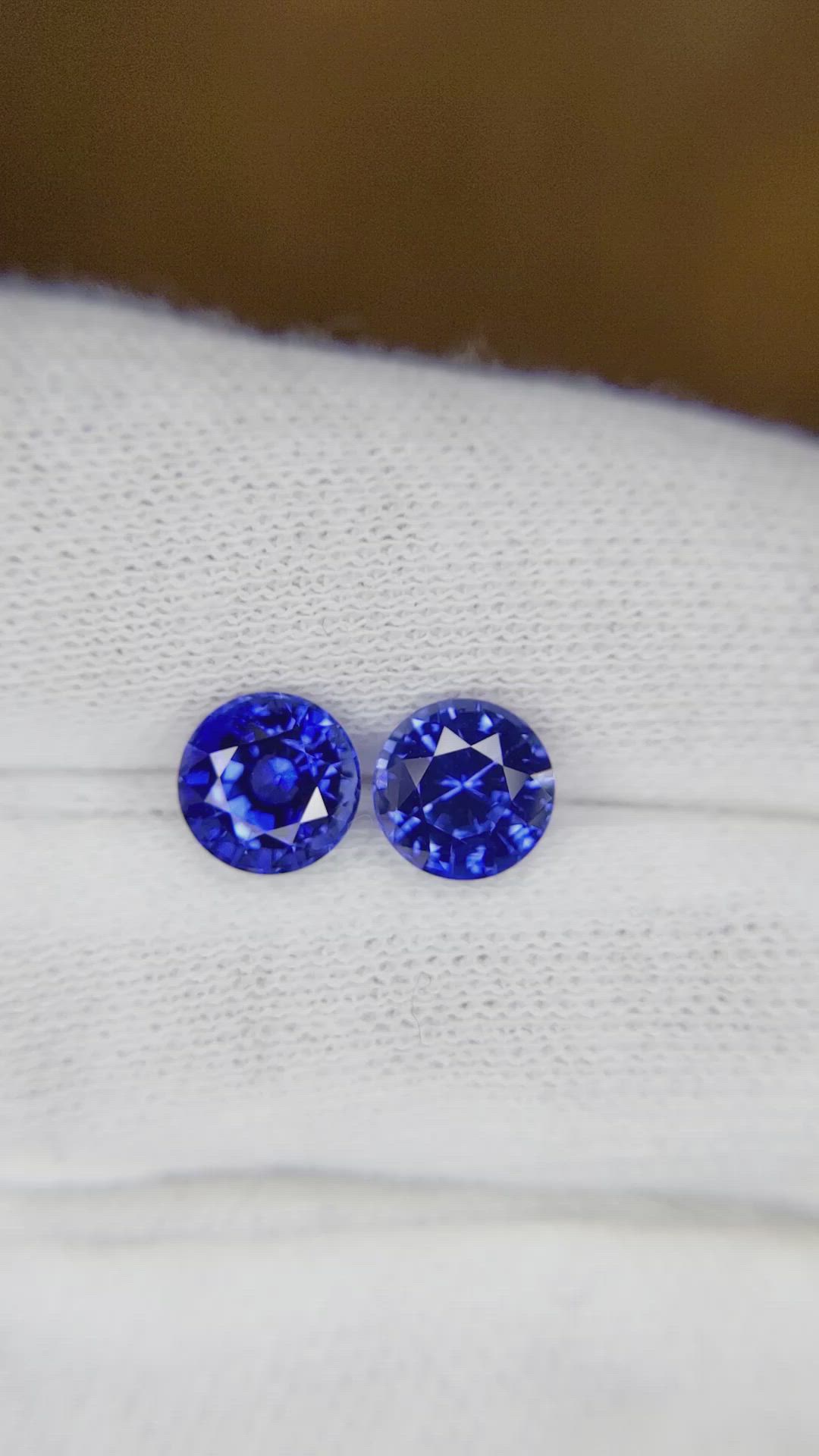 3.30 Ct.Tw.Total Carat Weight Blue Sapphire Pair from Ceylon (Sri Lanka) Size Video