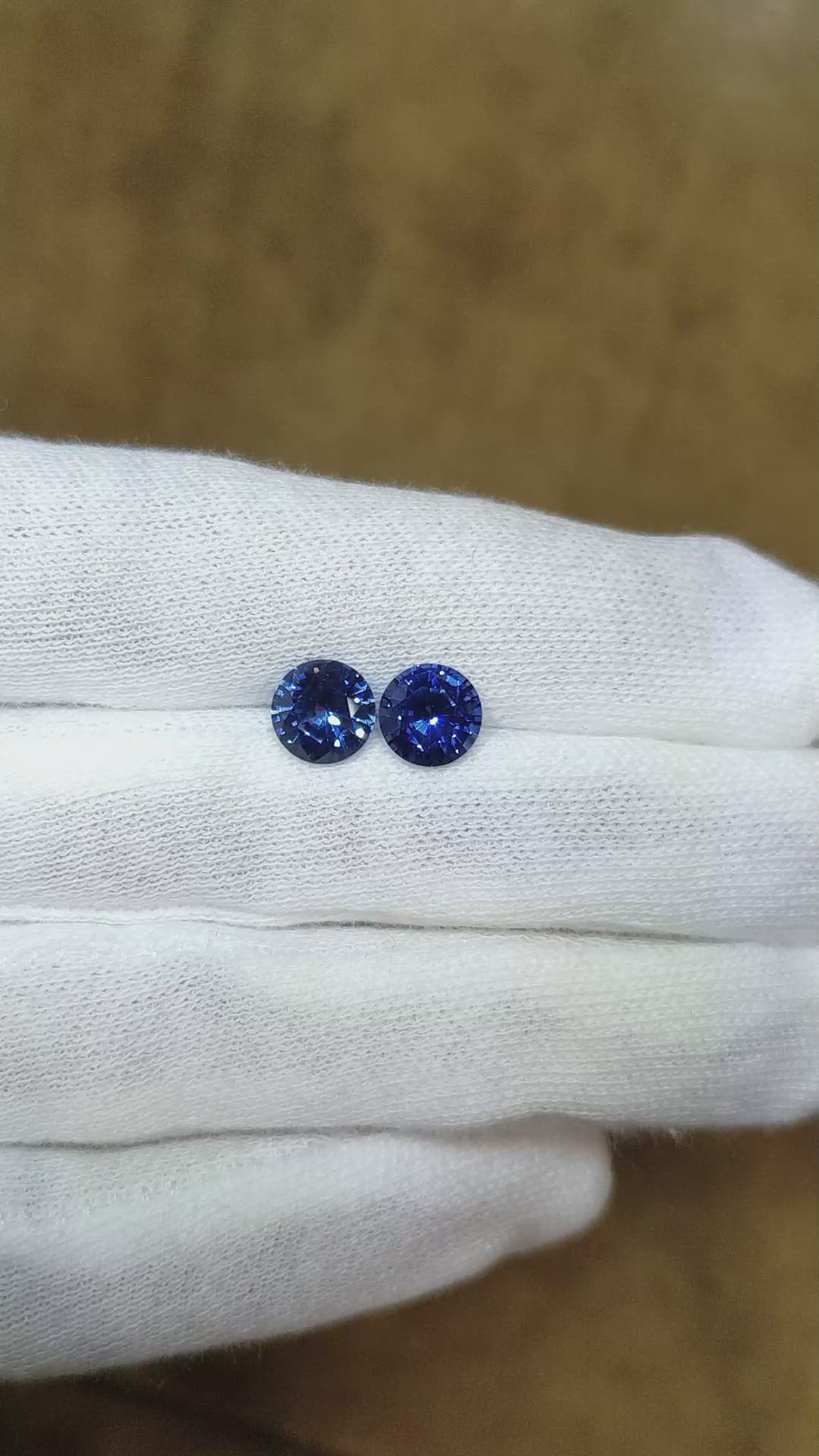 3.02 Ct.Tw.Total Carat Weight Blue Sapphire Pair from Ceylon (Sri Lanka) Size Video