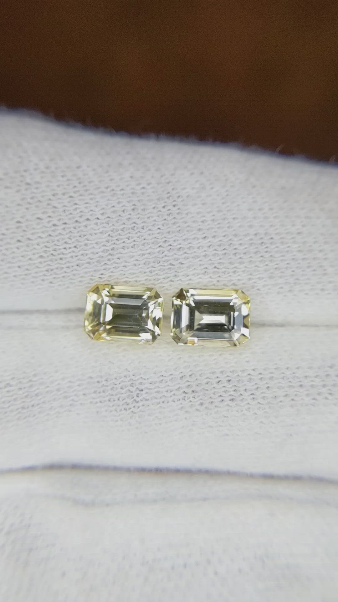 2.94 Ct.Tw.Total Carat Weight Yellow Sapphire Pair from Ceylon (Sri Lanka) Size Video