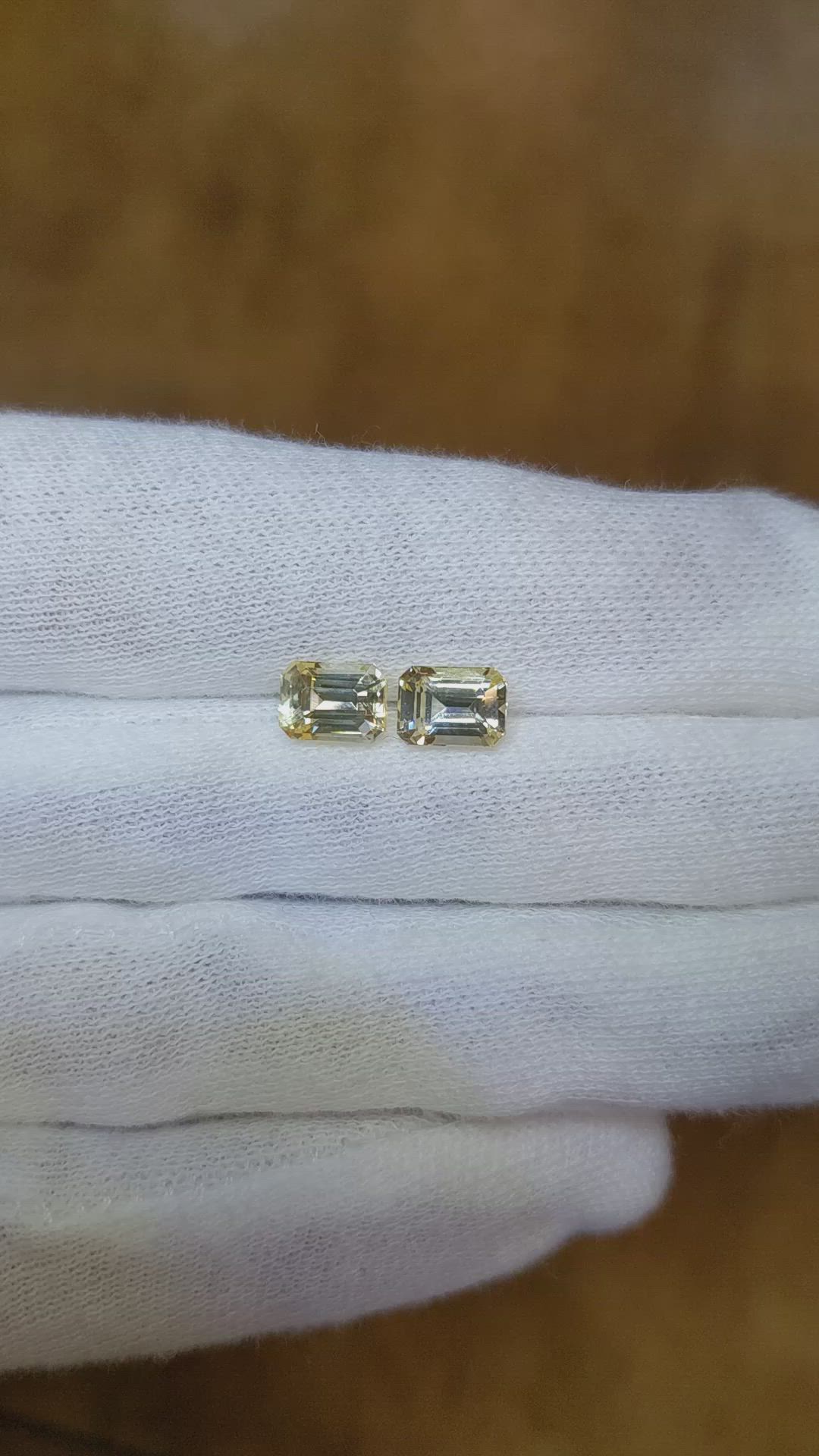 2.94 Ct.Tw.Total Carat Weight Yellow Sapphire Pair from Ceylon (Sri Lanka) Size Video