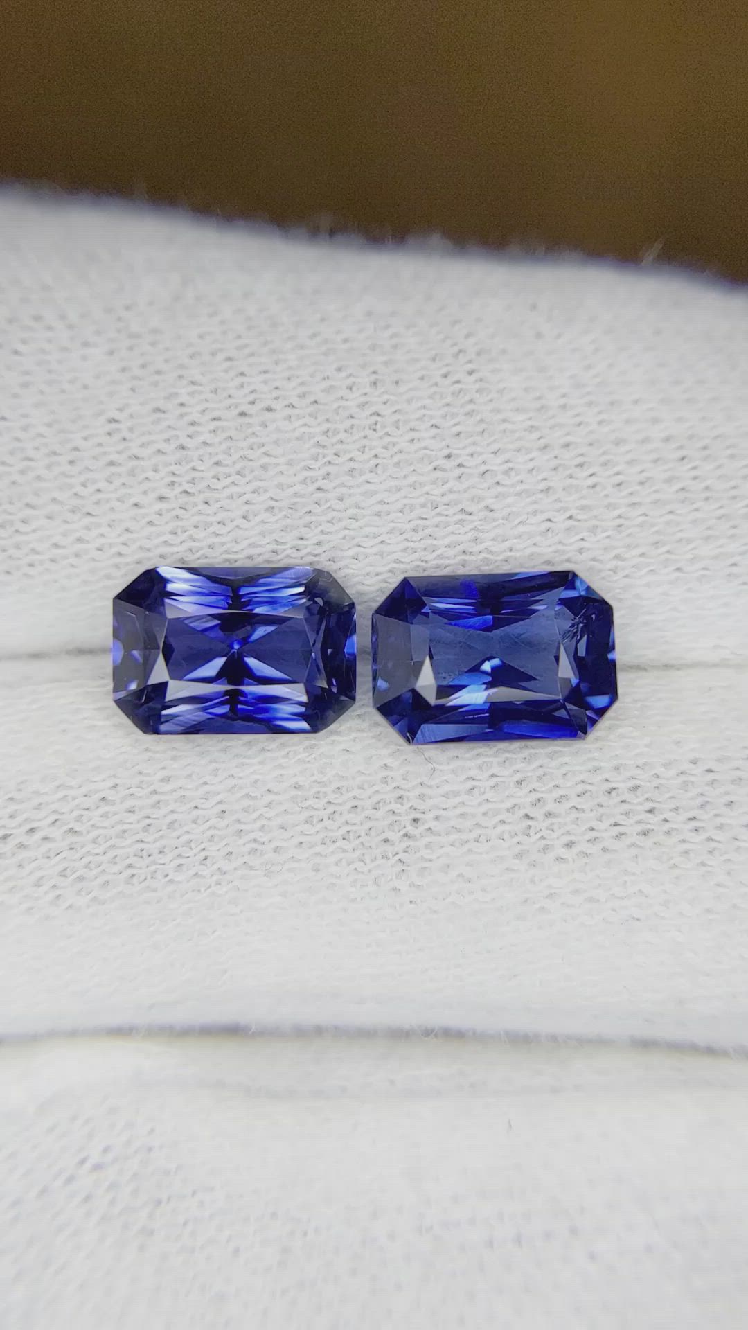 5.18 Ct.Tw.Total Carat Weight Blue Sapphire Pair from Ceylon (Sri Lanka) Size Video