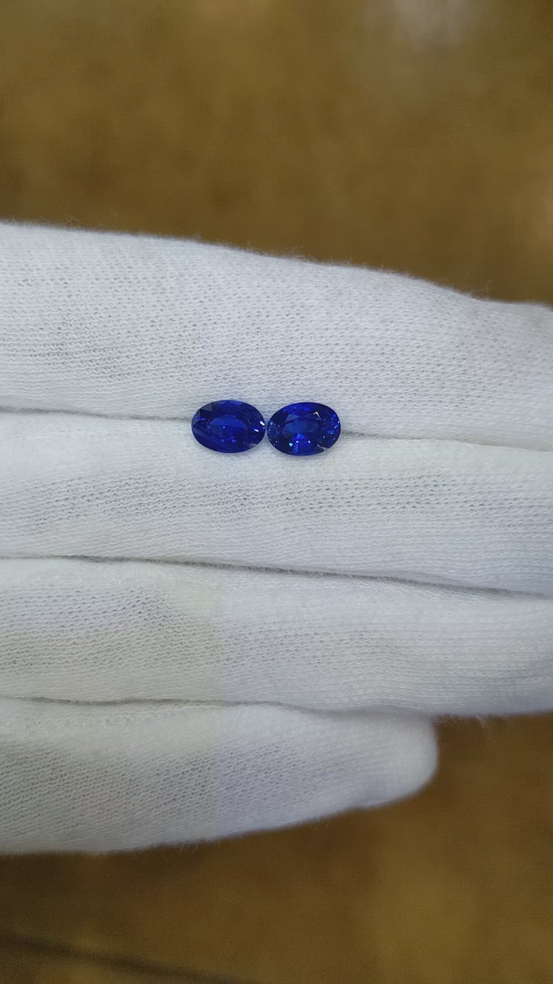 2.20 Ct.Tw.Total Carat Weight Blue Sapphire Pair from Ceylon (Sri Lanka) Size Video