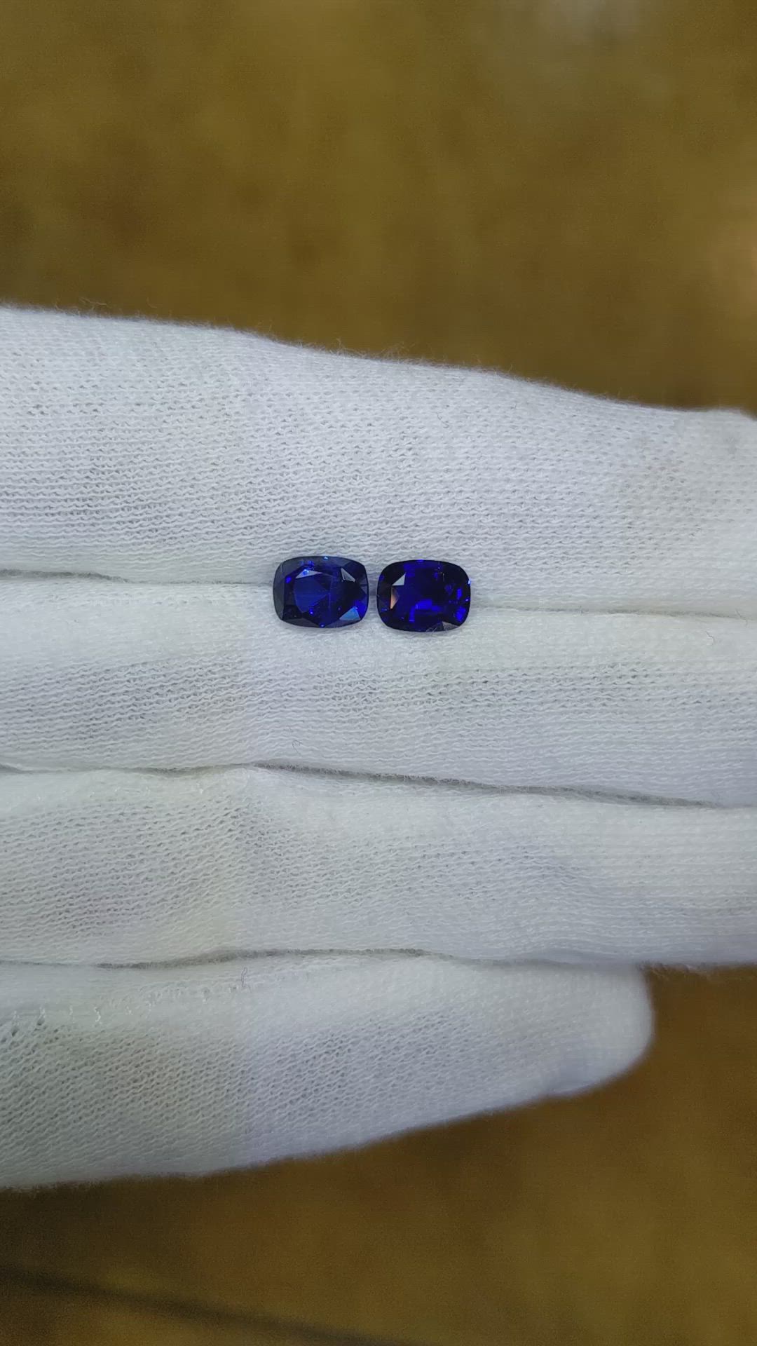 2.22 Ct.Tw.Total Carat Weight Blue Sapphire Pair from Ceylon (Sri Lanka) Size Video