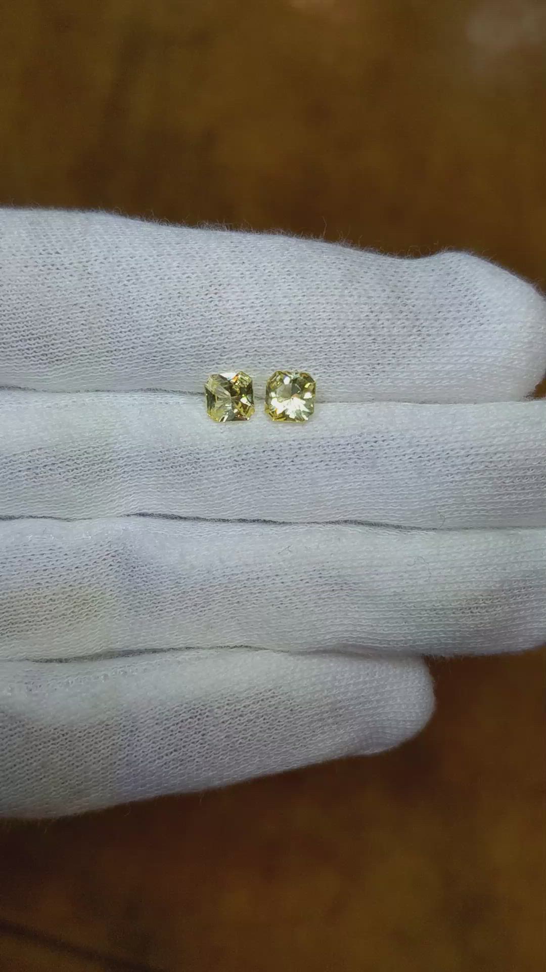 1.27 Ct.Tw.Total Carat Weight Yellow Sapphire Pair from Ceylon (Sri Lanka) Size Video