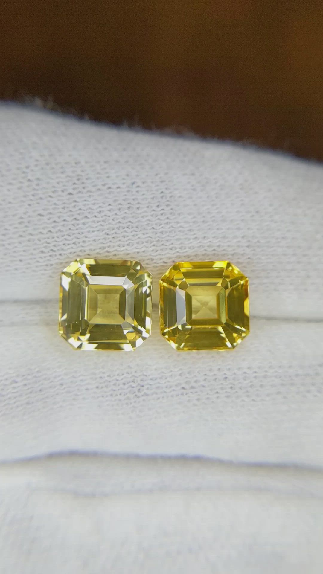 8.03 Ct.Tw.Total Carat Weight Yellow Sapphire Pair from Ceylon (Sri Lanka) Size Video
