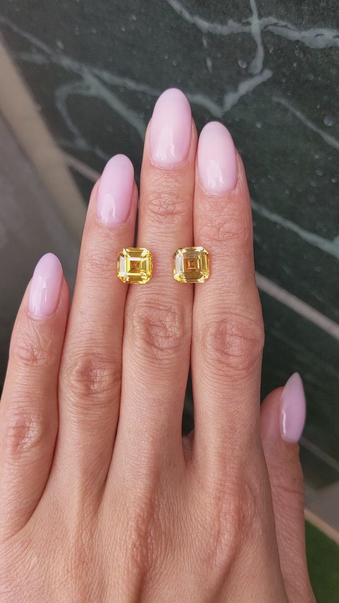 8.03&nbsp;Ct.Tw.Total Carat Weight Yellow Sapphire Pair from Ceylon (Sri Lanka) Size Video