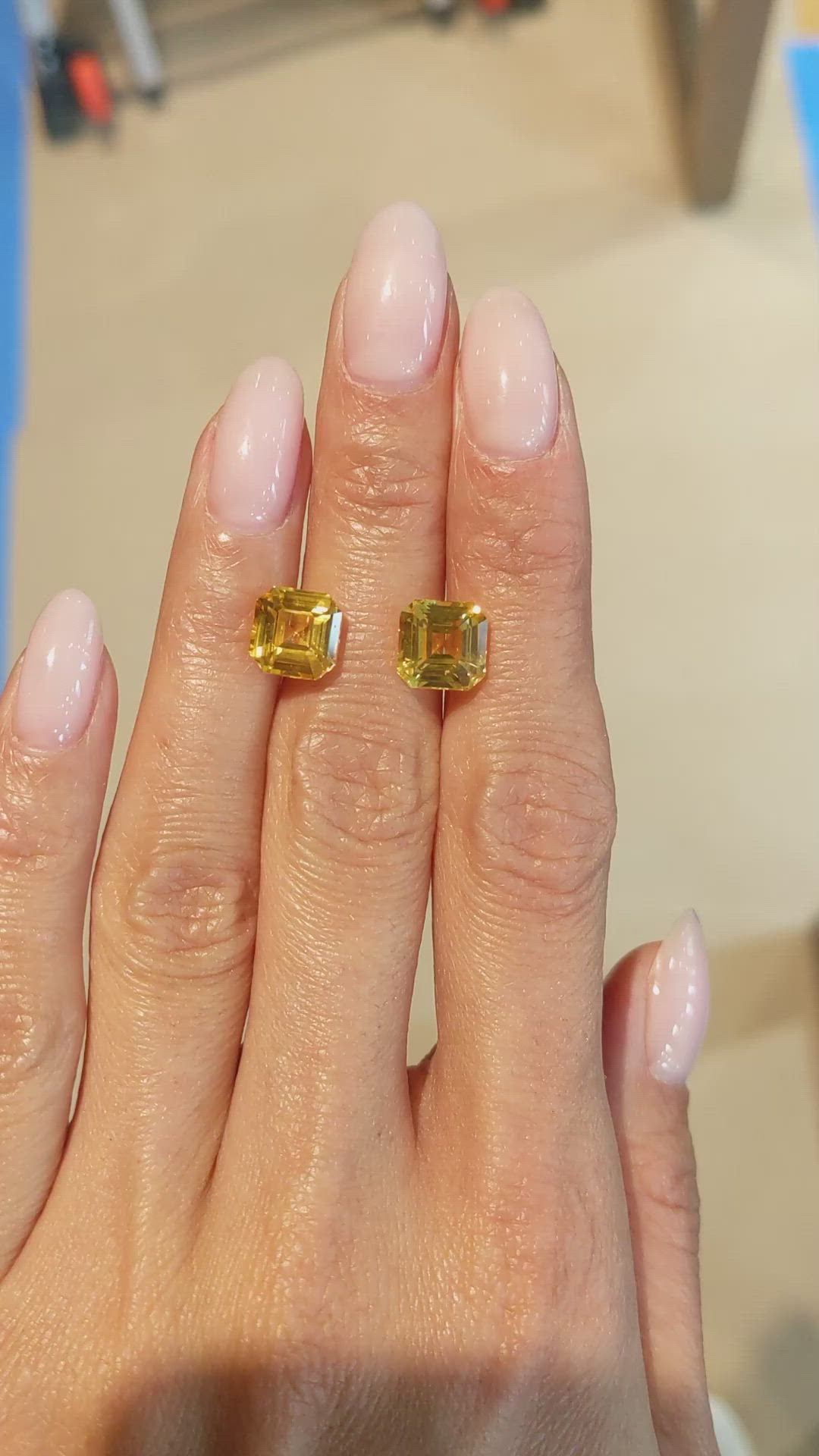 8.03&nbsp;Ct.Tw.Total Carat Weight Yellow Sapphire Pair from Ceylon (Sri Lanka) Size Video