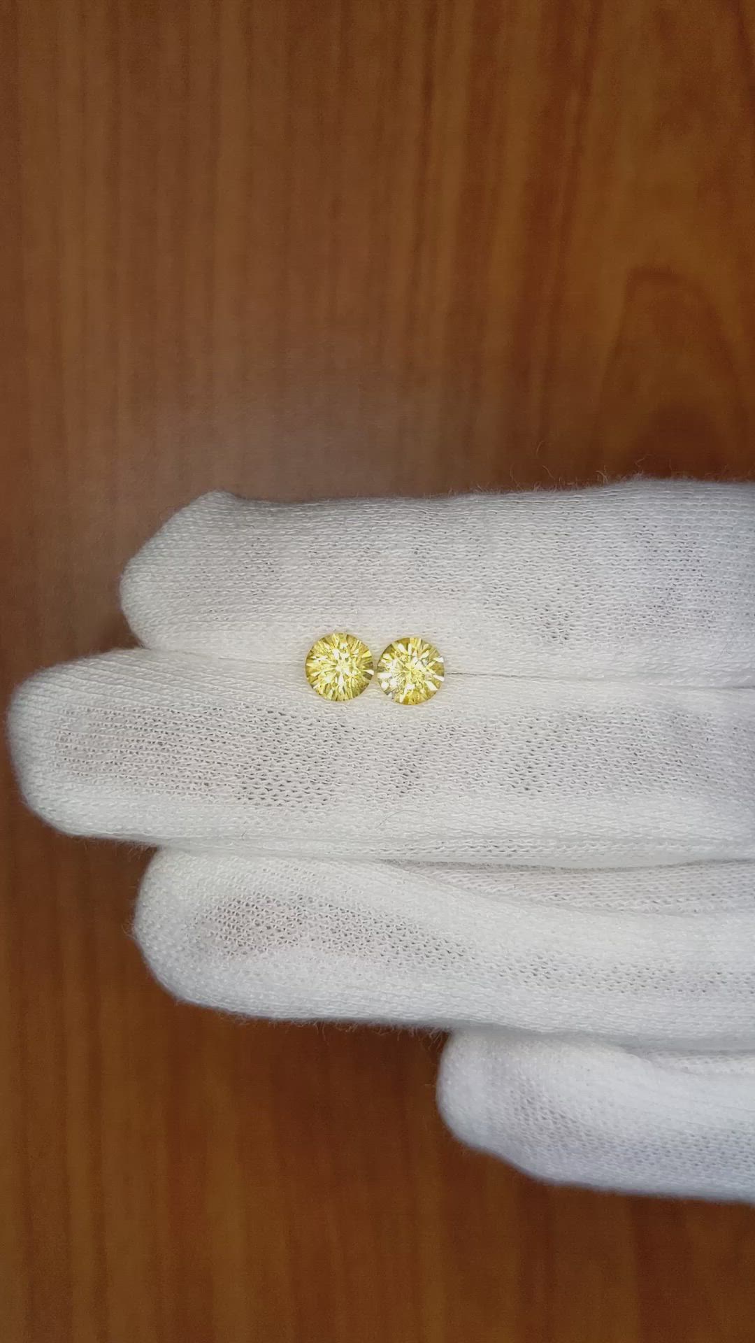1.58 Ct.Tw.Total Carat Weight Yellow Sapphire Pair from Ceylon (Sri Lanka) Size Video