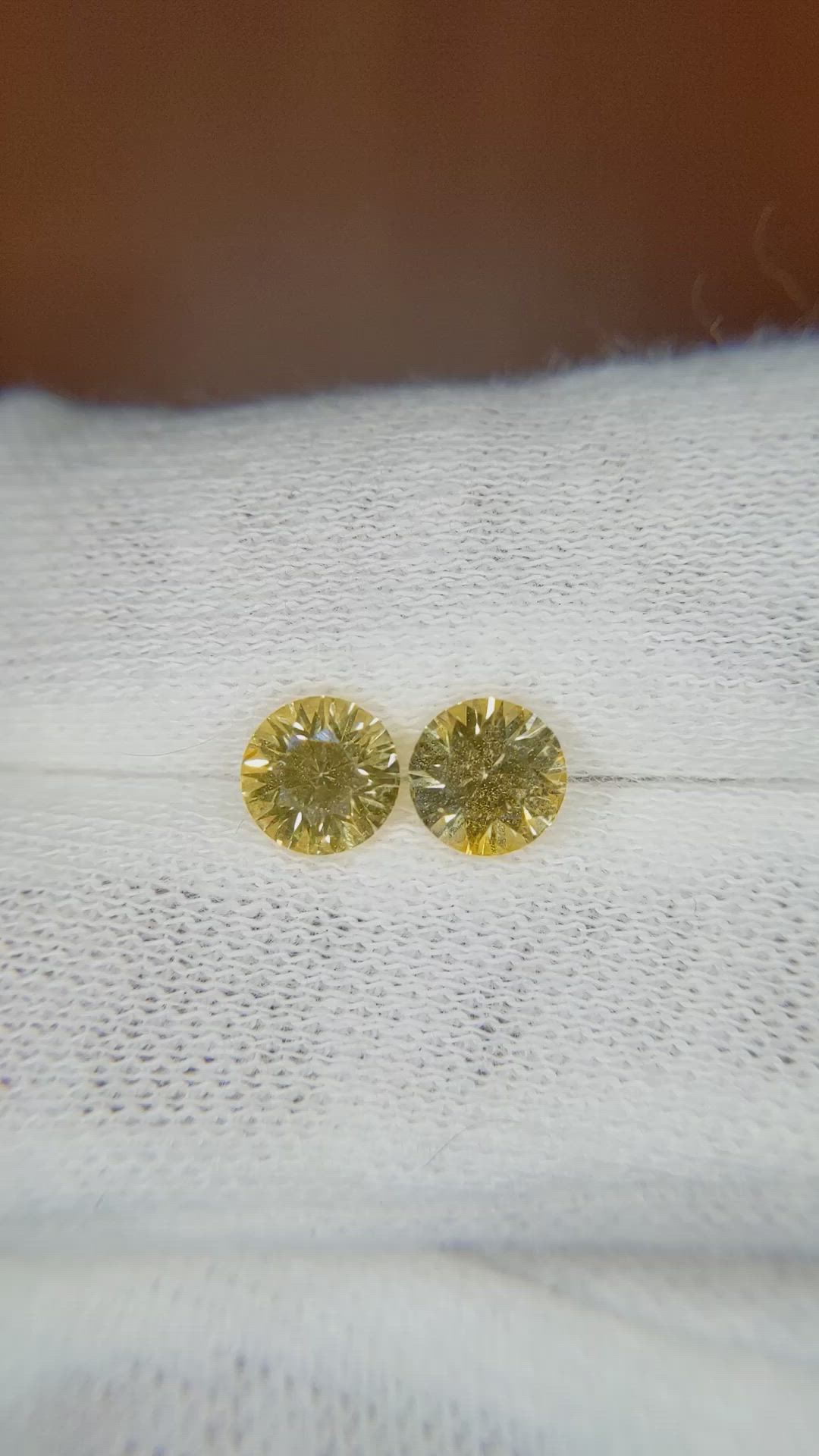 1.58 Ct.Tw.Total Carat Weight Yellow Sapphire Pair from Ceylon (Sri Lanka) Size Video