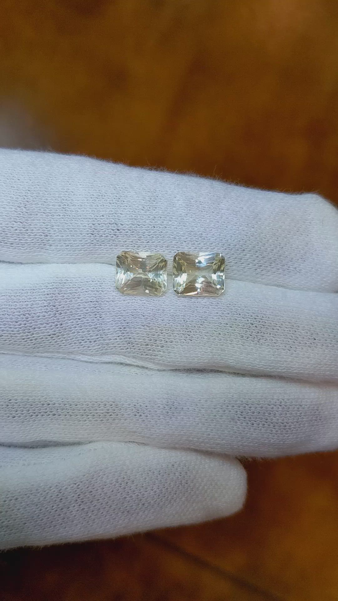 5.52 Ct.Tw.Total Carat Weight Yellow Sapphire Pair from Ceylon (Sri Lanka) Size Video