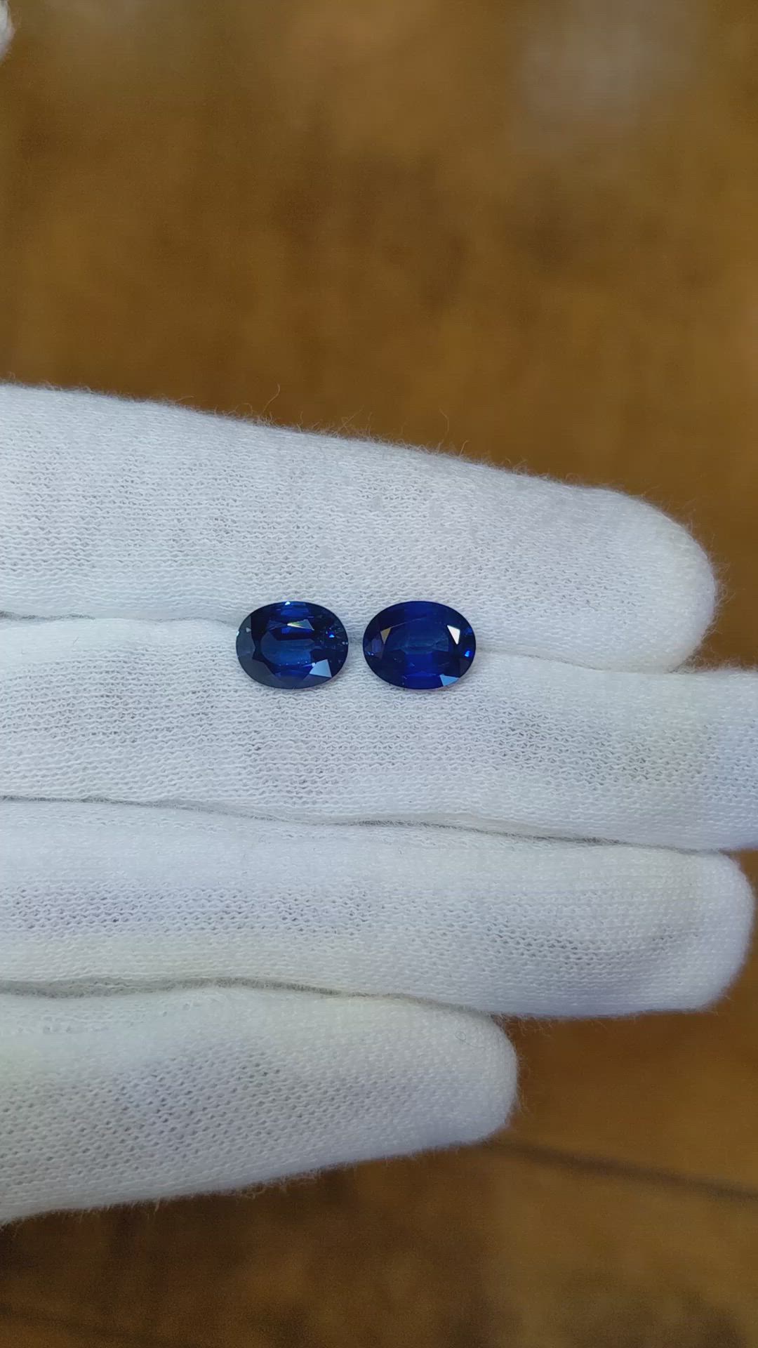 4.38 Ct.Tw.Total Carat Weight Blue Sapphire Pair from Ceylon (Sri Lanka) Size Video