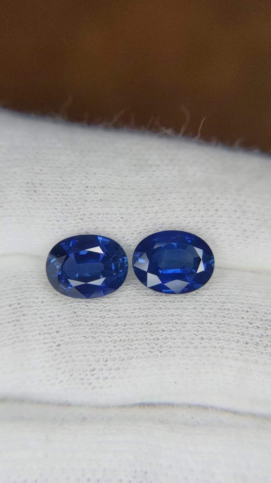 4.38 Ct.Tw.Total Carat Weight Blue Sapphire Pair from Ceylon (Sri Lanka) Size Video