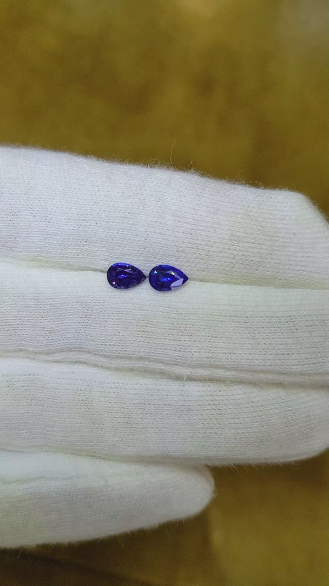 0.96 Ct.Tw.Total Carat Weight Blue Sapphire Pair from Ceylon (Sri Lanka) Size Video