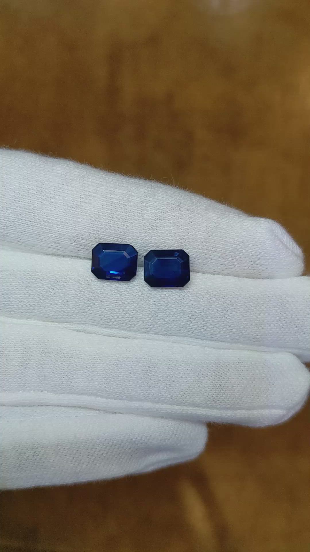 4.36 Ct.Tw.Total Carat Weight Blue Sapphire Pair from Ceylon (Sri Lanka) Size Video