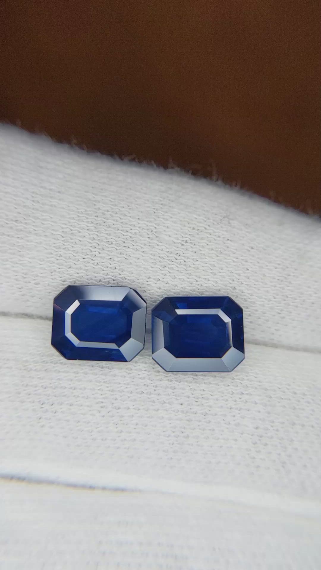 4.36 Ct.Tw.Total Carat Weight Blue Sapphire Pair from Ceylon (Sri Lanka) Size Video