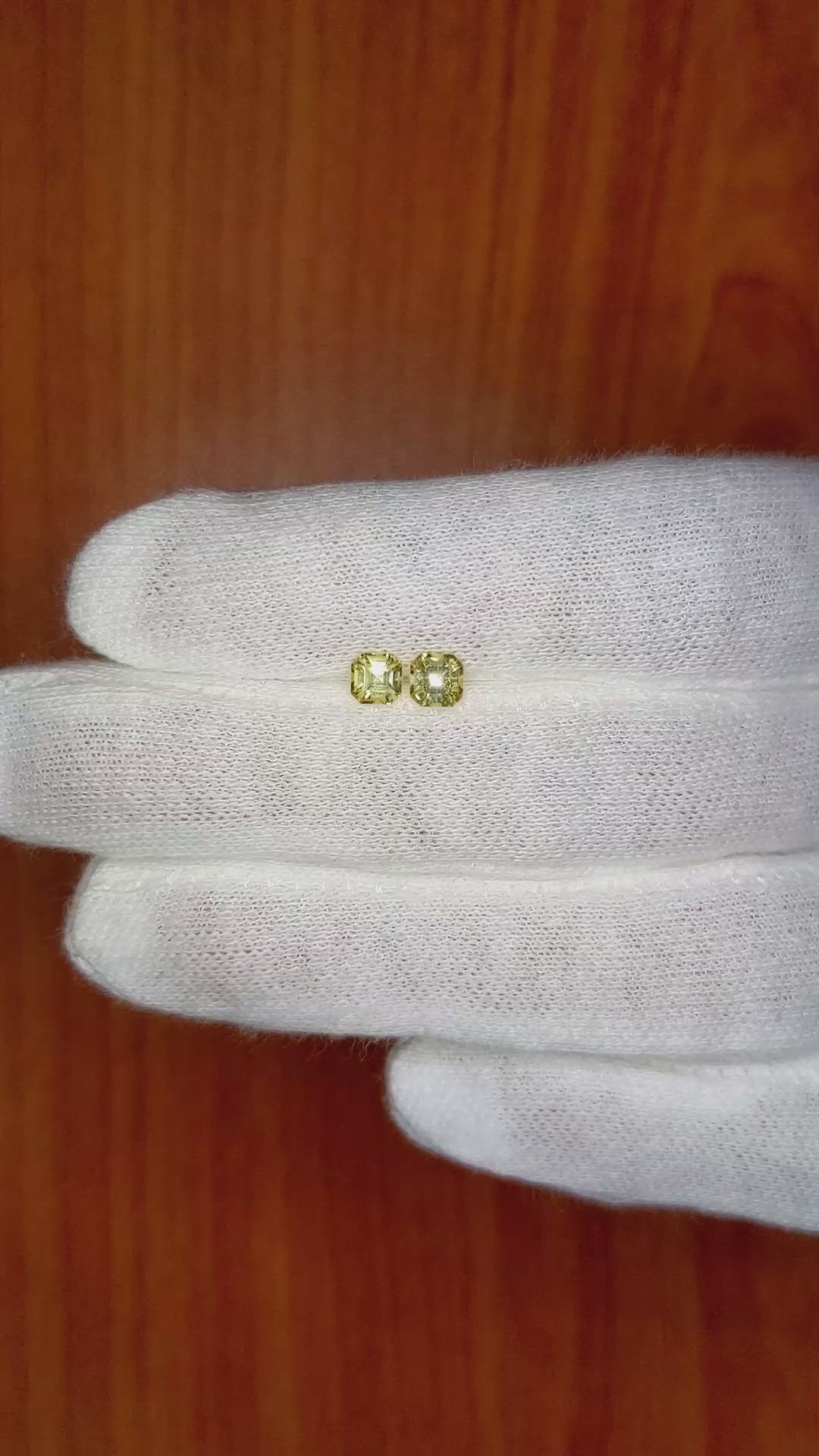 0.77 Ct.Tw.Total Carat Weight Yellow Sapphire Pair from Ceylon (Sri Lanka) Size Video