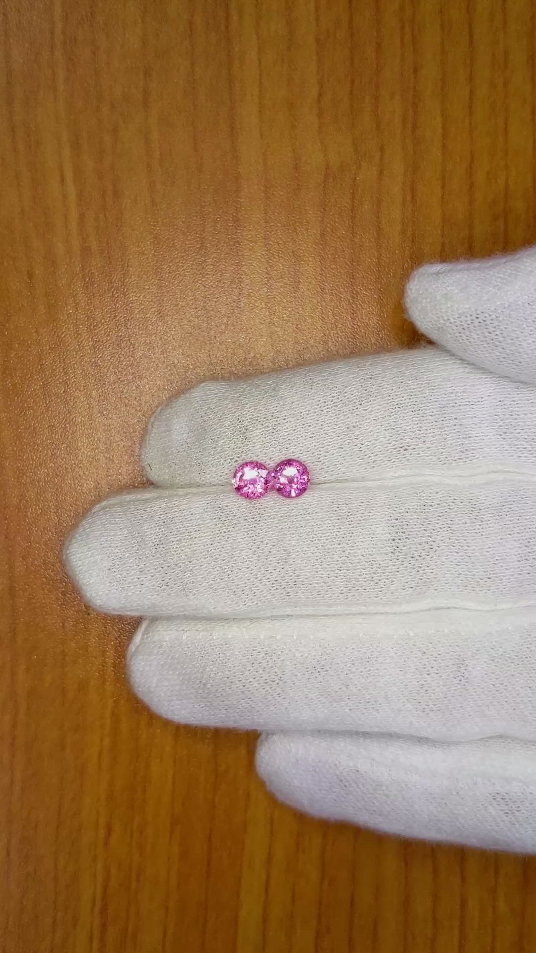 1.34&nbsp;Ct.Tw.Total Carat Weight Pink Sapphire Pair from Ceylon (Sri Lanka) Size Video