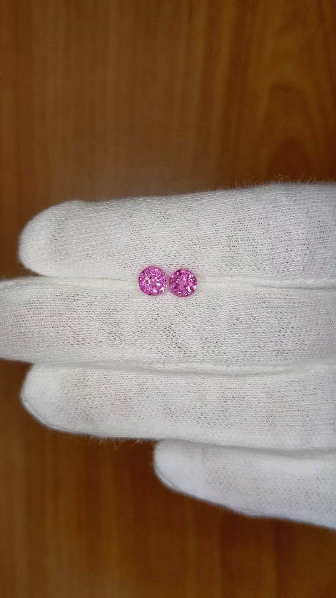 1.44 Ct.Tw.Total Carat Weight Pink Sapphire Pair from Ceylon (Sri Lanka) Size Video