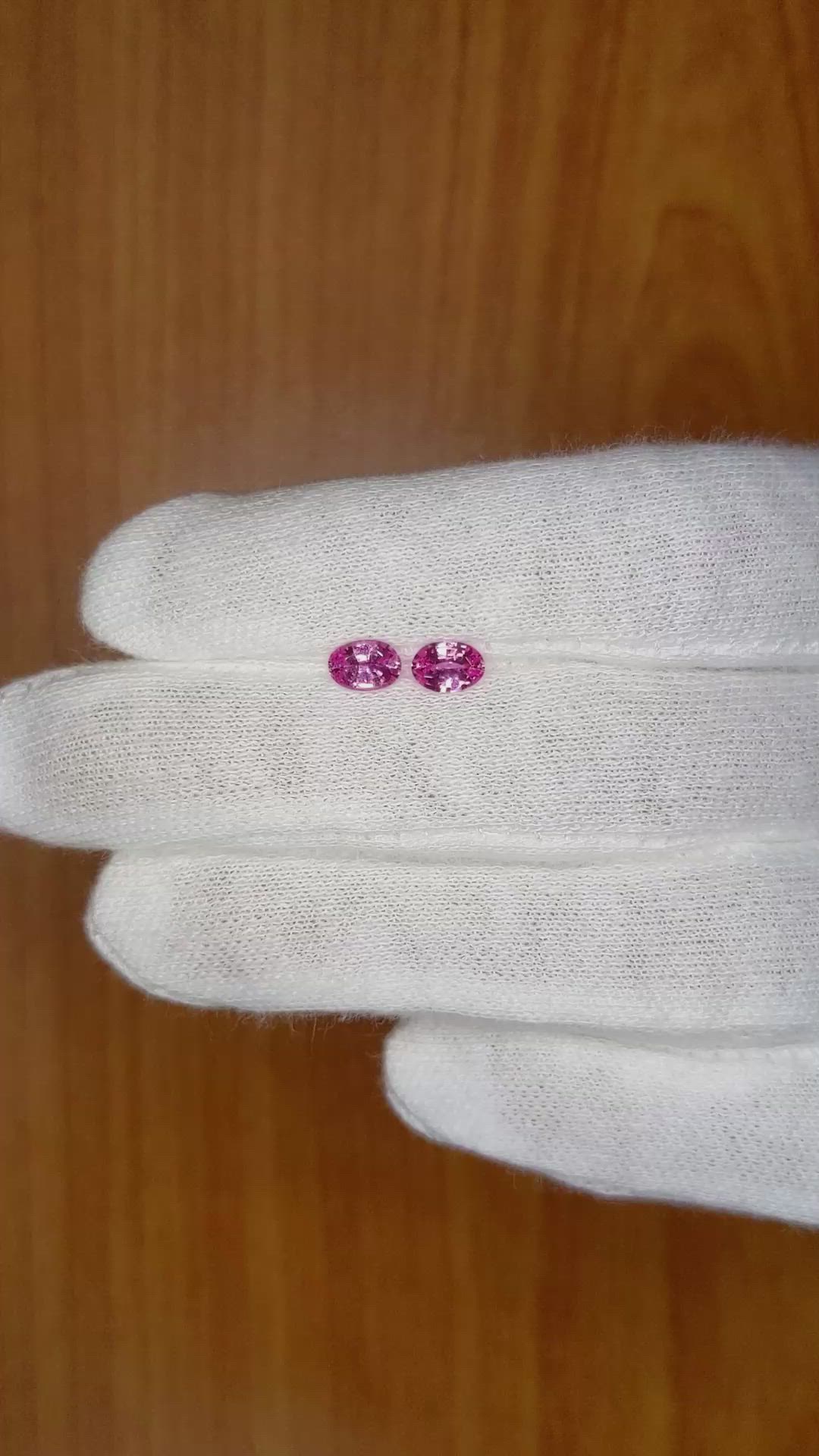 0.94&nbsp;Ct.Tw.Total Carat Weight Pink Sapphire Pair from Ceylon (Sri Lanka) Size Video